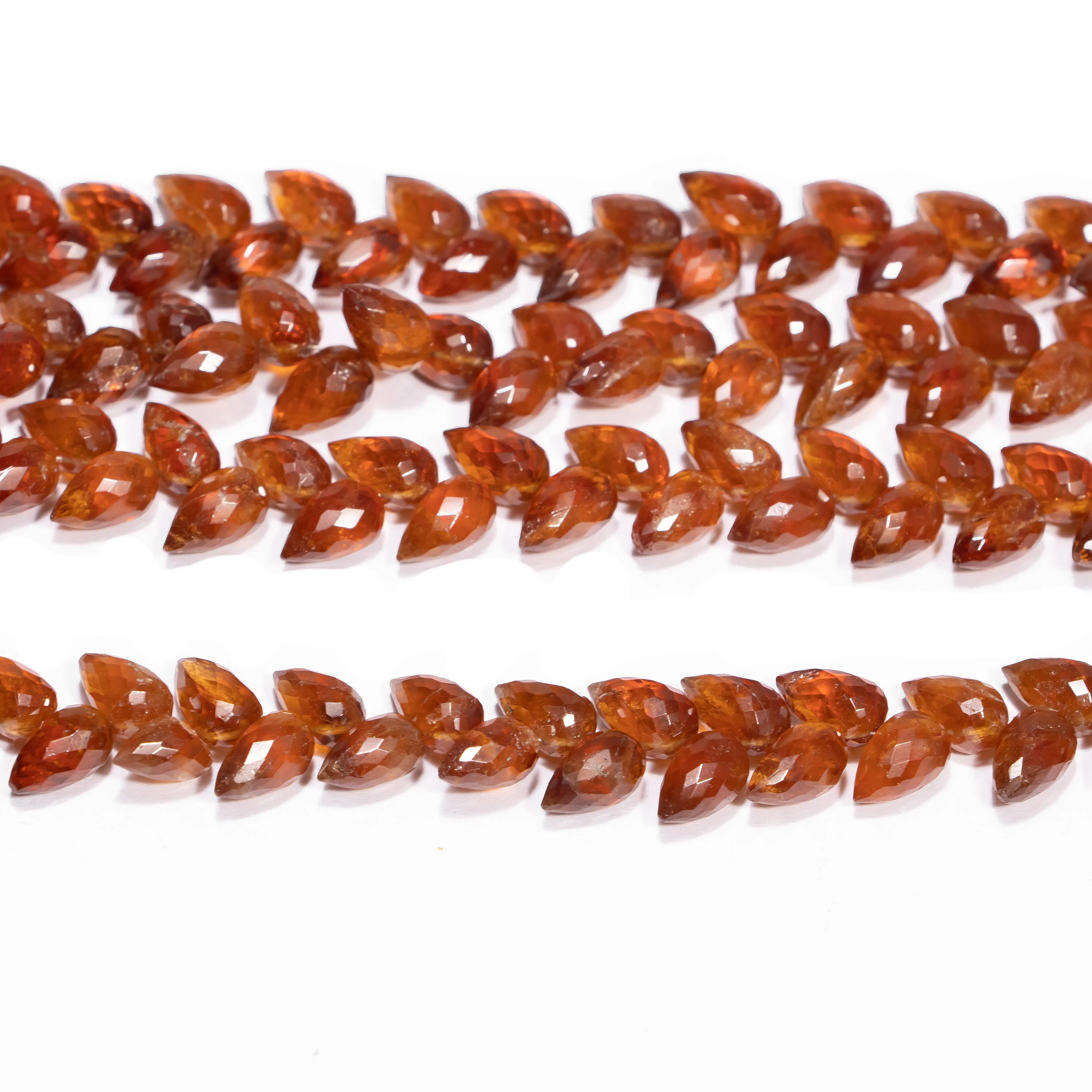Hessonite Garnet Faceted Tulip Drop Beads Briolettes, SKU2451