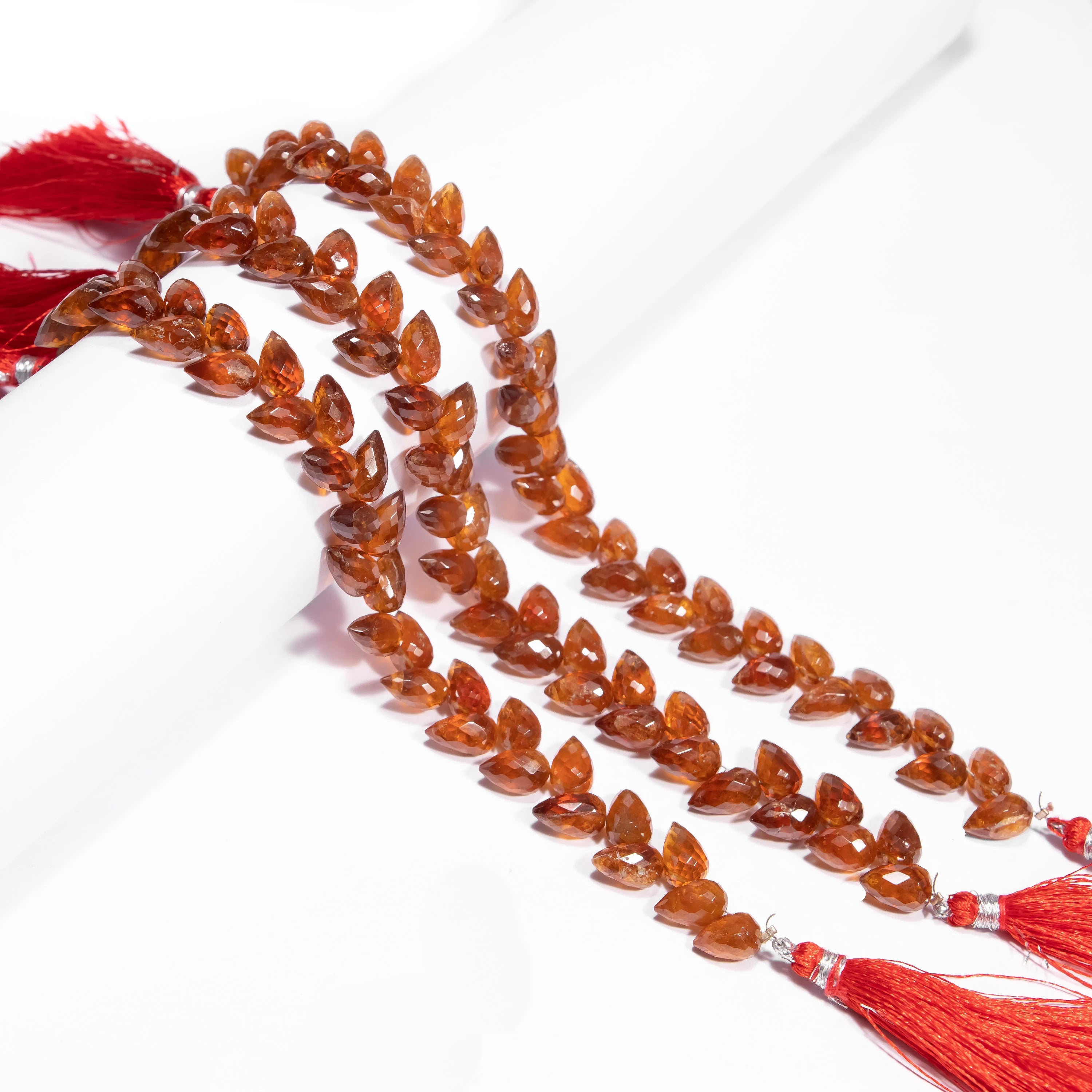 Hessonite Garnet Faceted Tulip Drop Beads Briolettes, SKU2451