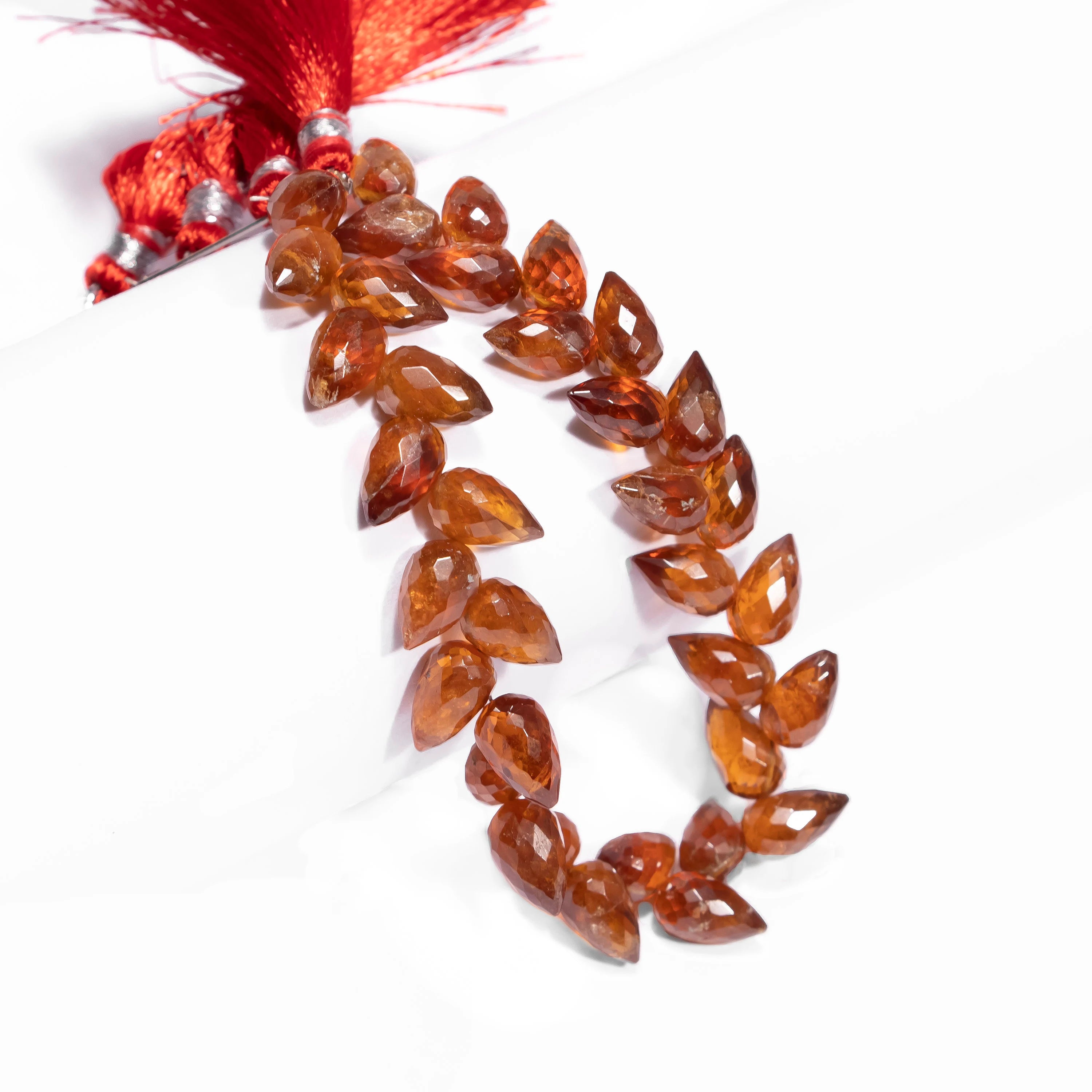 Hessonite Garnet Faceted Tulip Drop Beads Briolettes, SKU2451