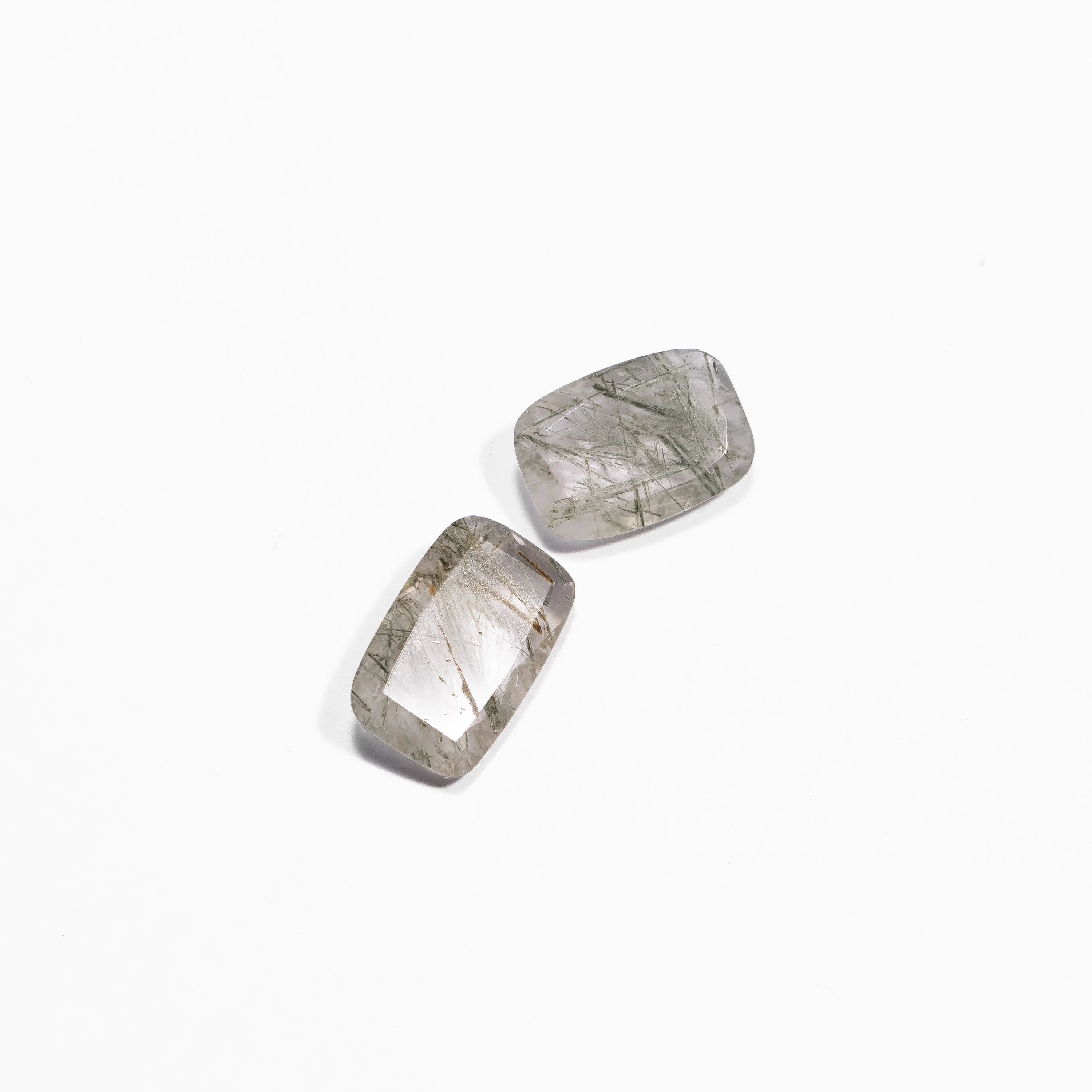 Natural Green Rutile Faceted Cushion Cut stone, Rutile Flat Back Gemstone, SKU2384
