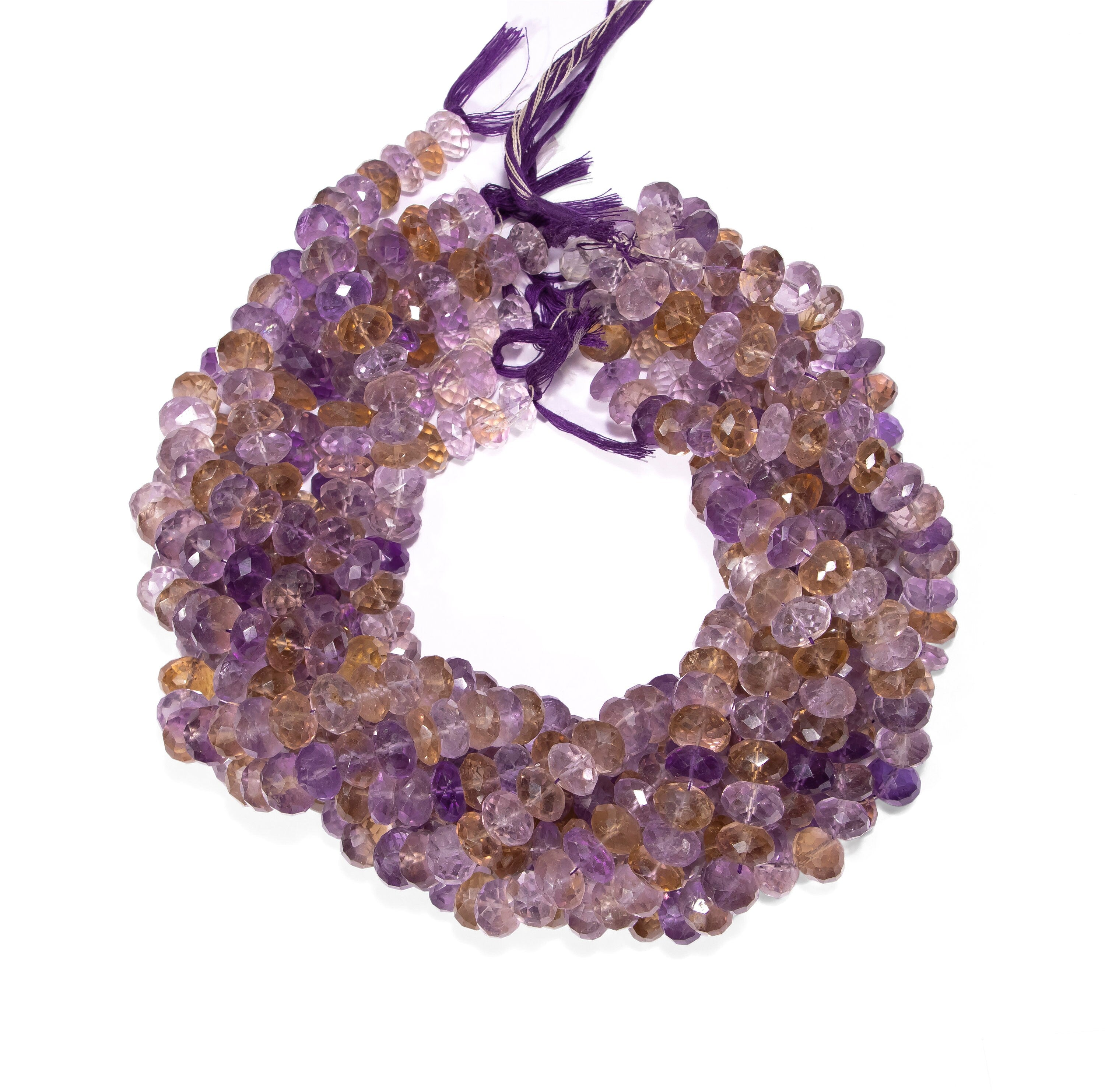 Ametrine Faceted Rondelle Beads, Ametrine Faceted Beads, Ametrine Rondelle Jewelry Beads, Ametrine Jewelry Making Gemstone Beads