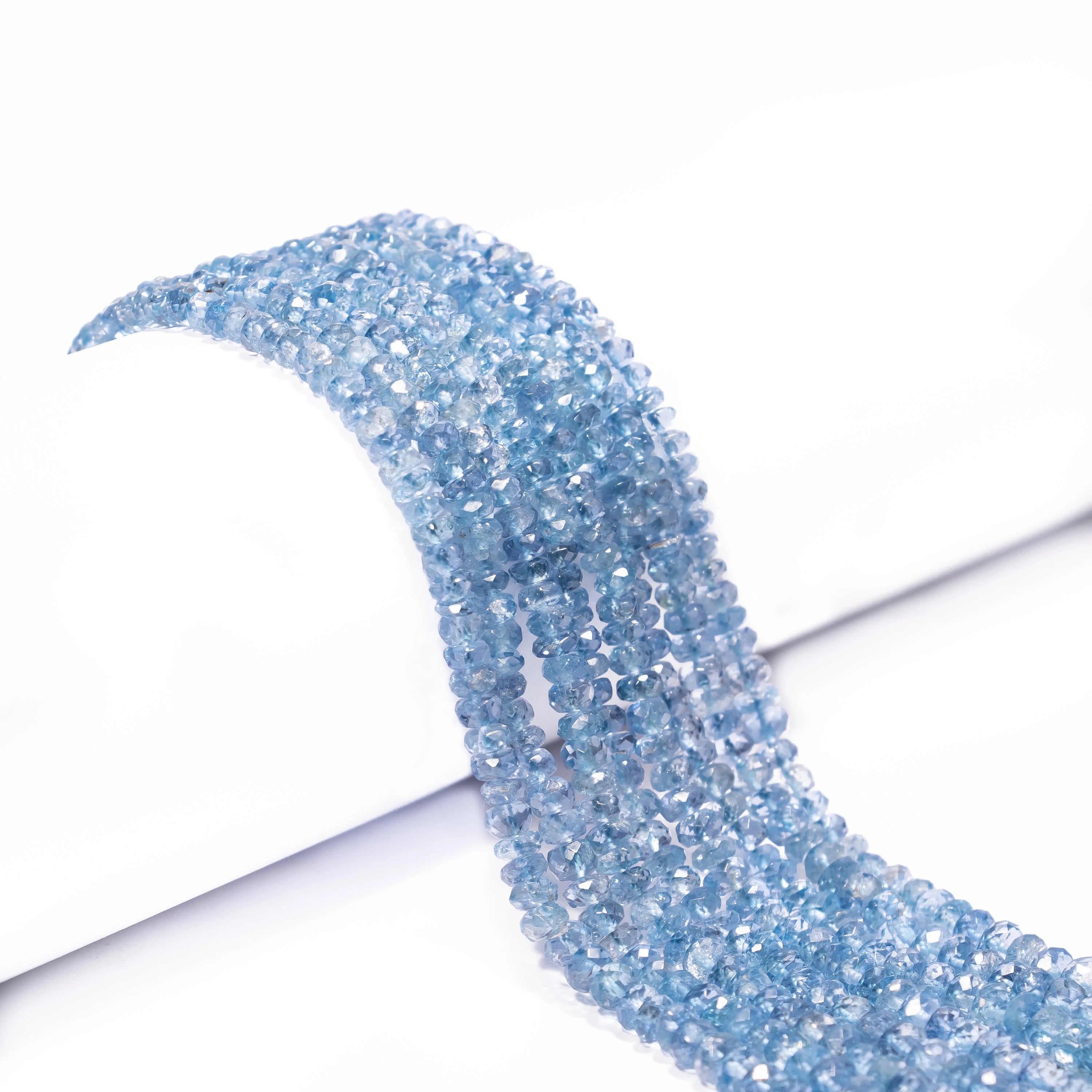 Blue Aquamarine Faceted Rondelle Beads, Blue Aqua Faceted Beads, Aqua Rondelle Beads, Aqua Jewelry Making Gemstone Beads