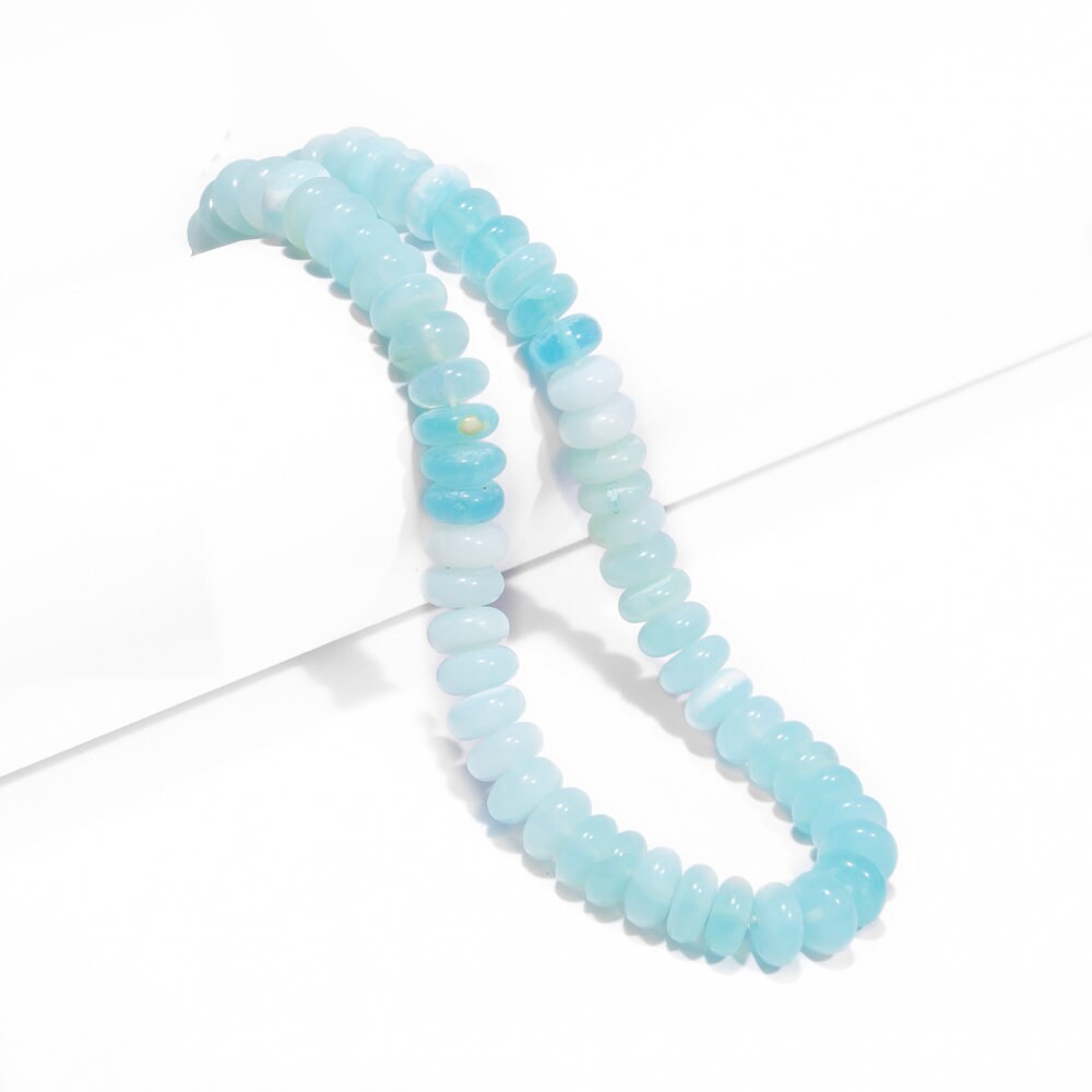 Light Blue Shaded Opal Smooth Rondelle Beads, Fancy Color Opal Beads, Opal Smooth Beads, Opal Rondelle Beads, Jewelry Making Beads, SKU2472