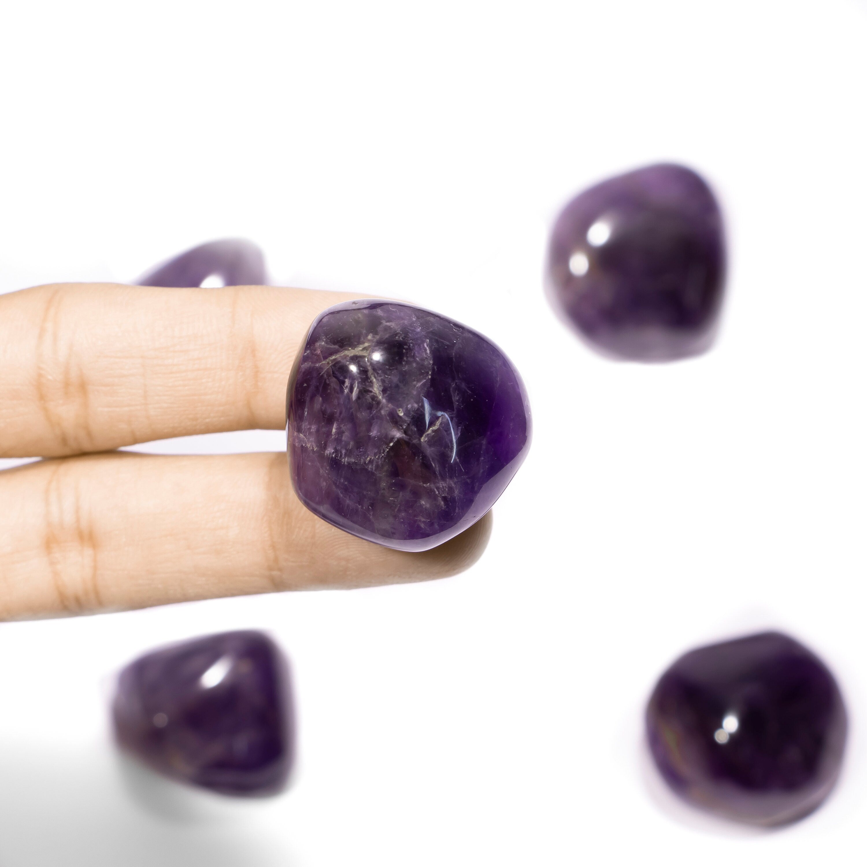 Natural Amethyst Smooth Tumble Plain Unshaped Gemstone Beads, 5 Pieces Lot, SKU2377