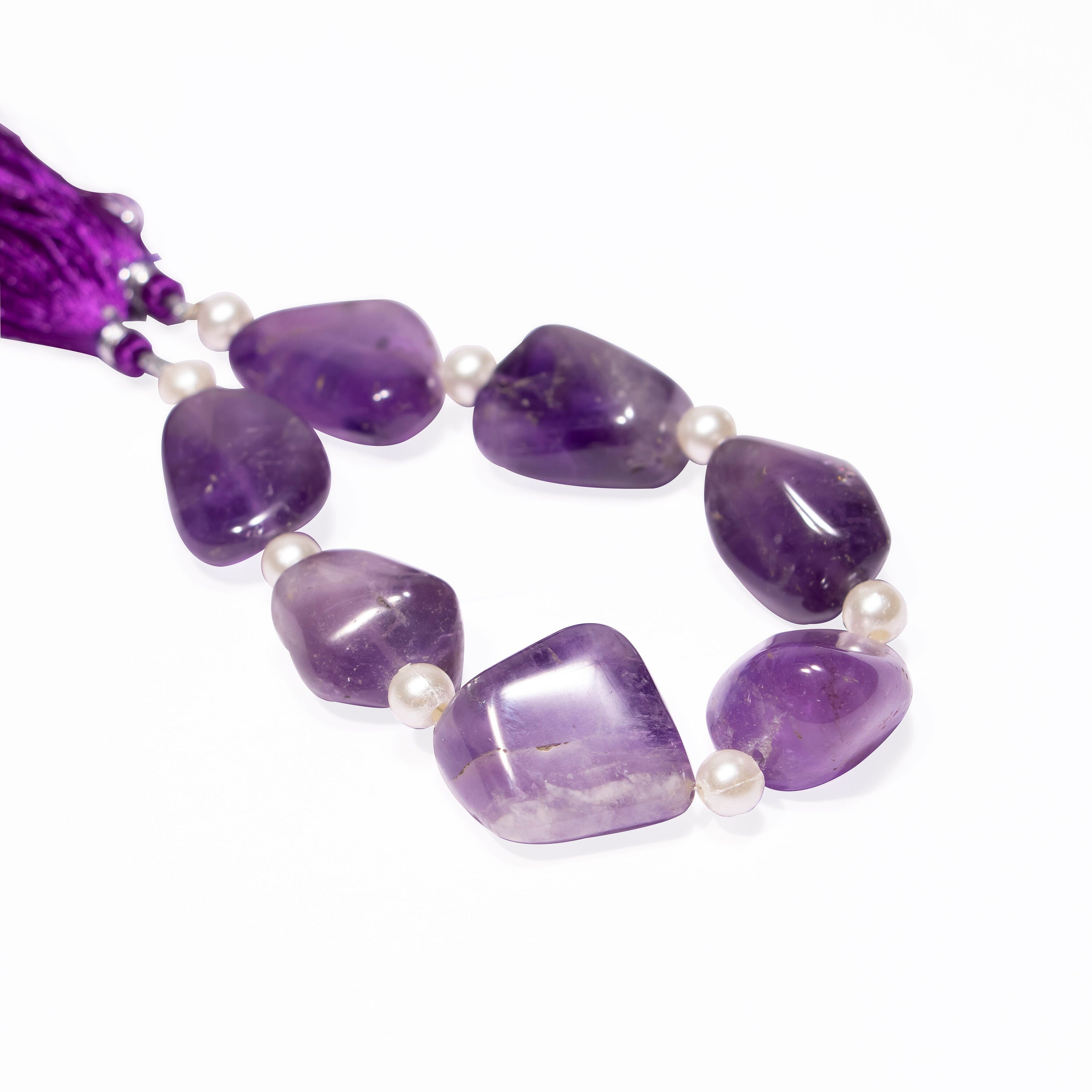 Natural Amethyst Smooth Tumble Beads Briolettes, SKU2374