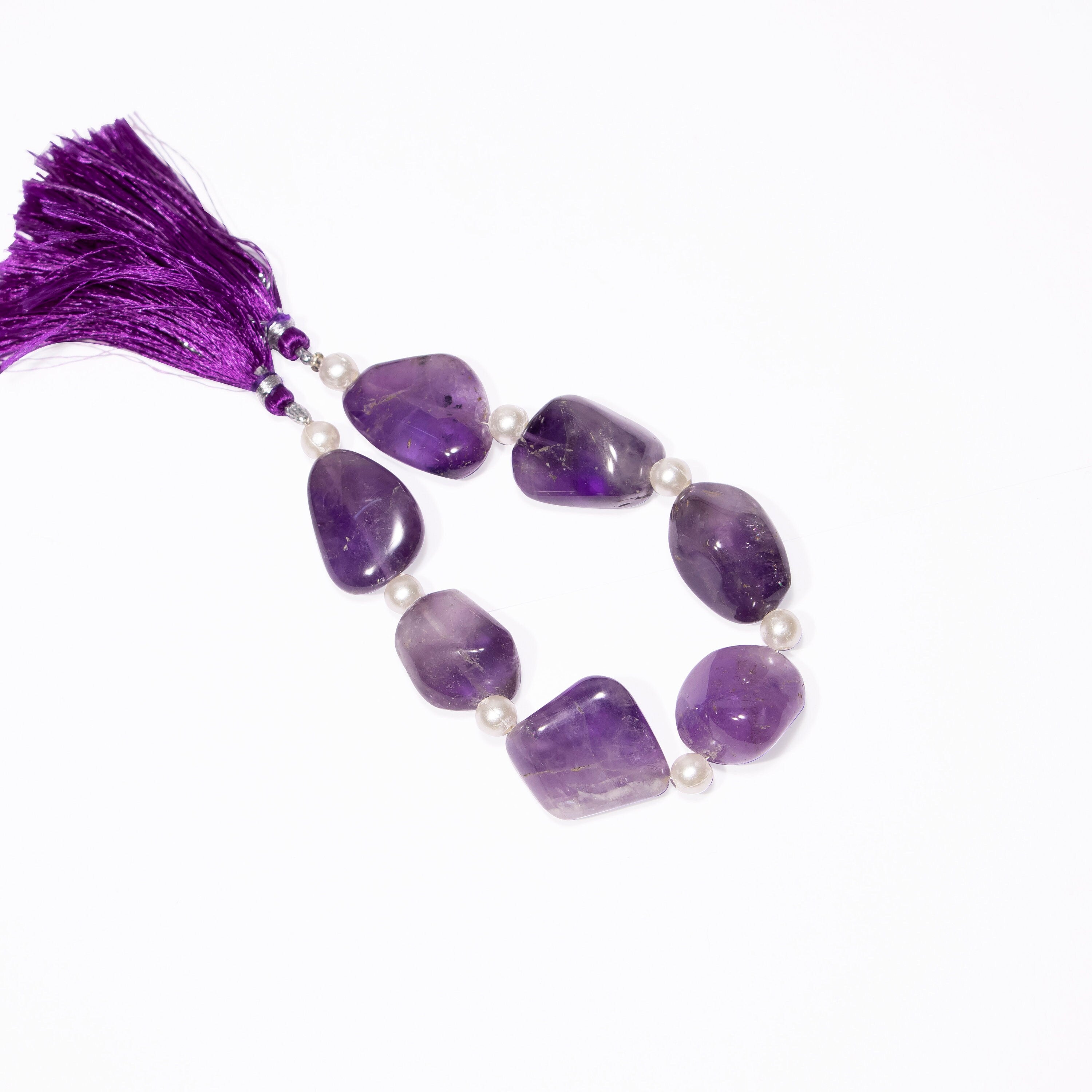 Natural Amethyst Smooth Tumble Beads Briolettes, SKU2374