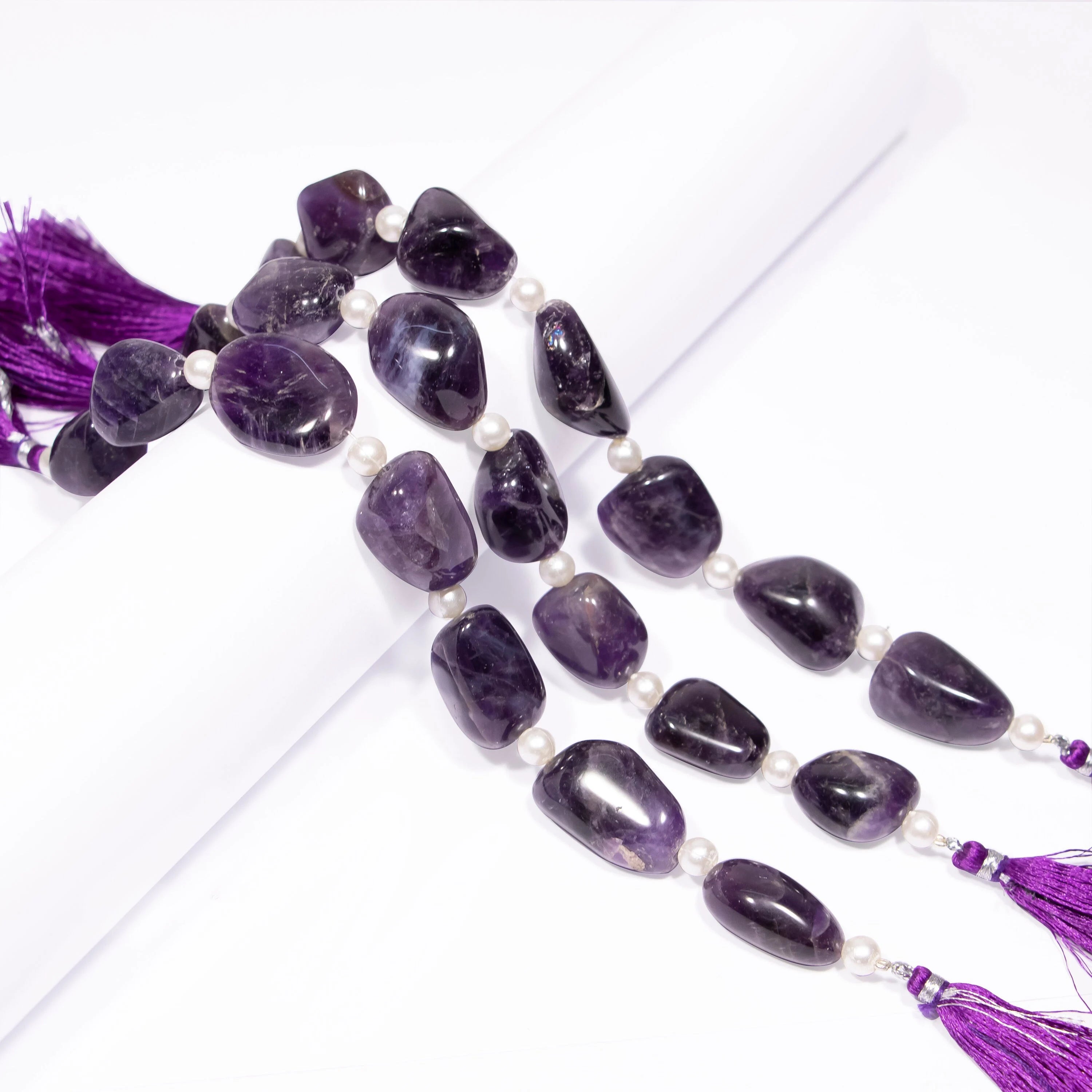 Natural Amethyst Smooth Tumble Beads Briolettes, Amethyst Plain Nuggets beads, SKU2375