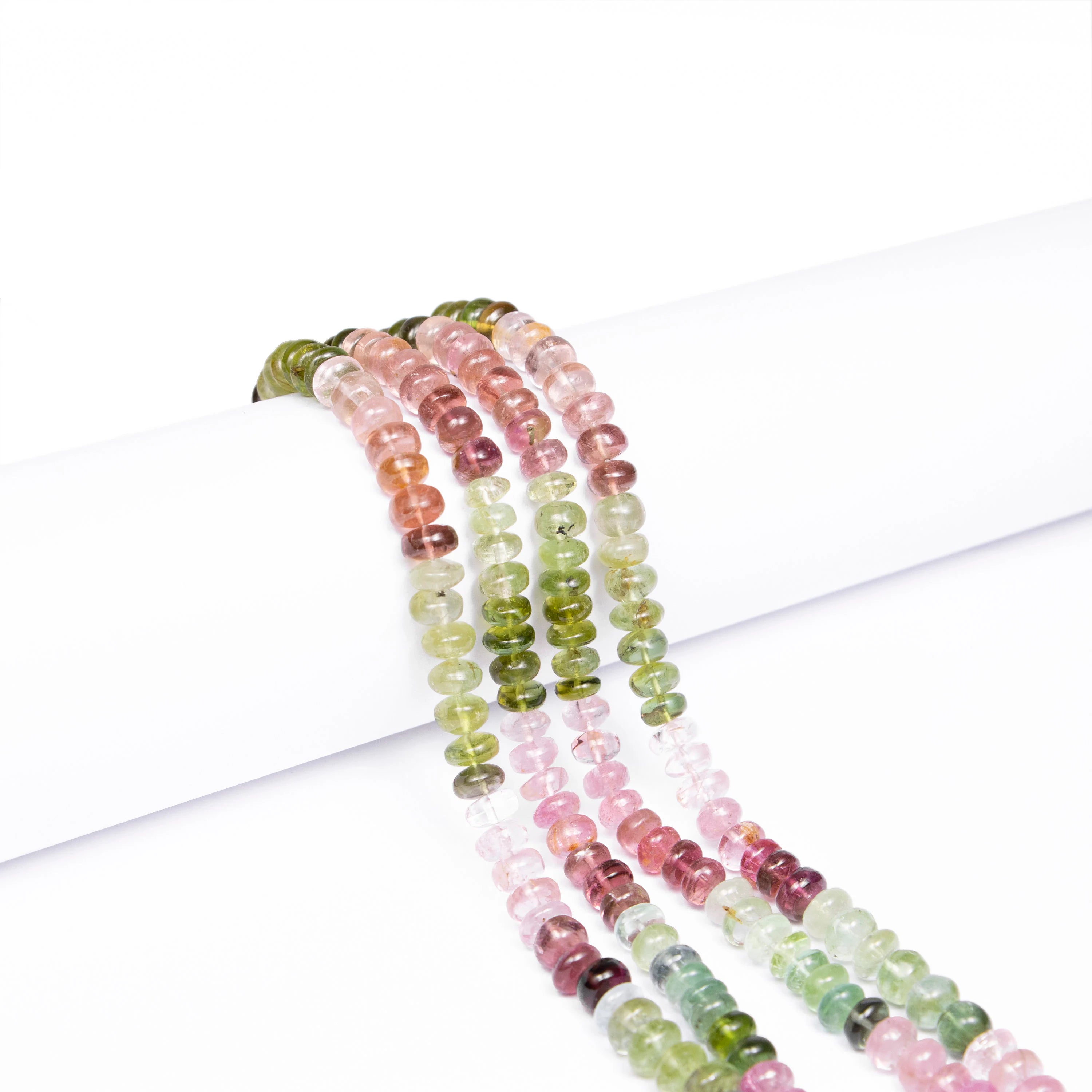 Multi Tourmaline Smooth Rondelle Beads, Natural Shaded Tourmaline Beads, Unique Beads Supplier, AA Quality Beads, 6mm Beaded Mala, SKU2506