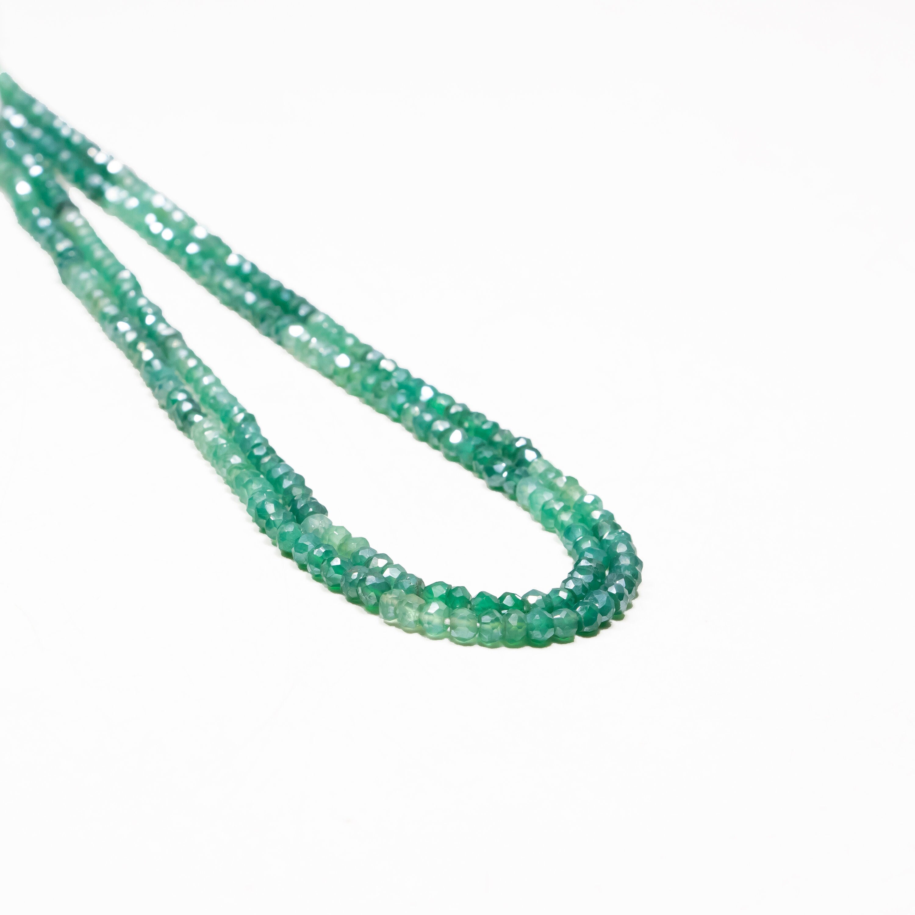 Natural Green Onyx Coated Faceted Rondelle Beads, Green Onyx Beads, Onyx Faceted Beads, Gem Quality, 13 Inch (SKU034)
