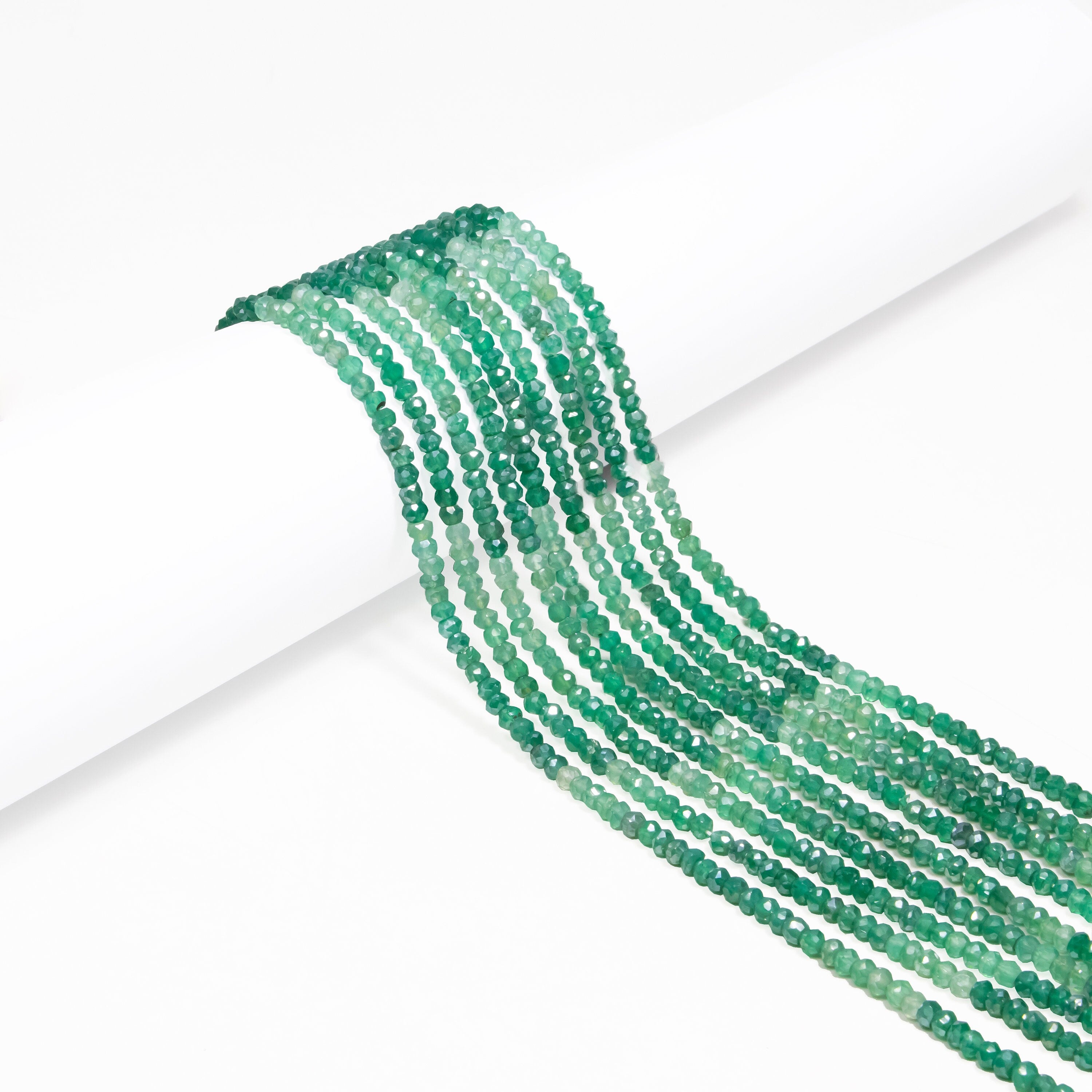 Natural Green Onyx Coated Faceted Rondelle Beads, Green Onyx Beads, Onyx Faceted Beads, Gem Quality, 13 Inch (SKU034)
