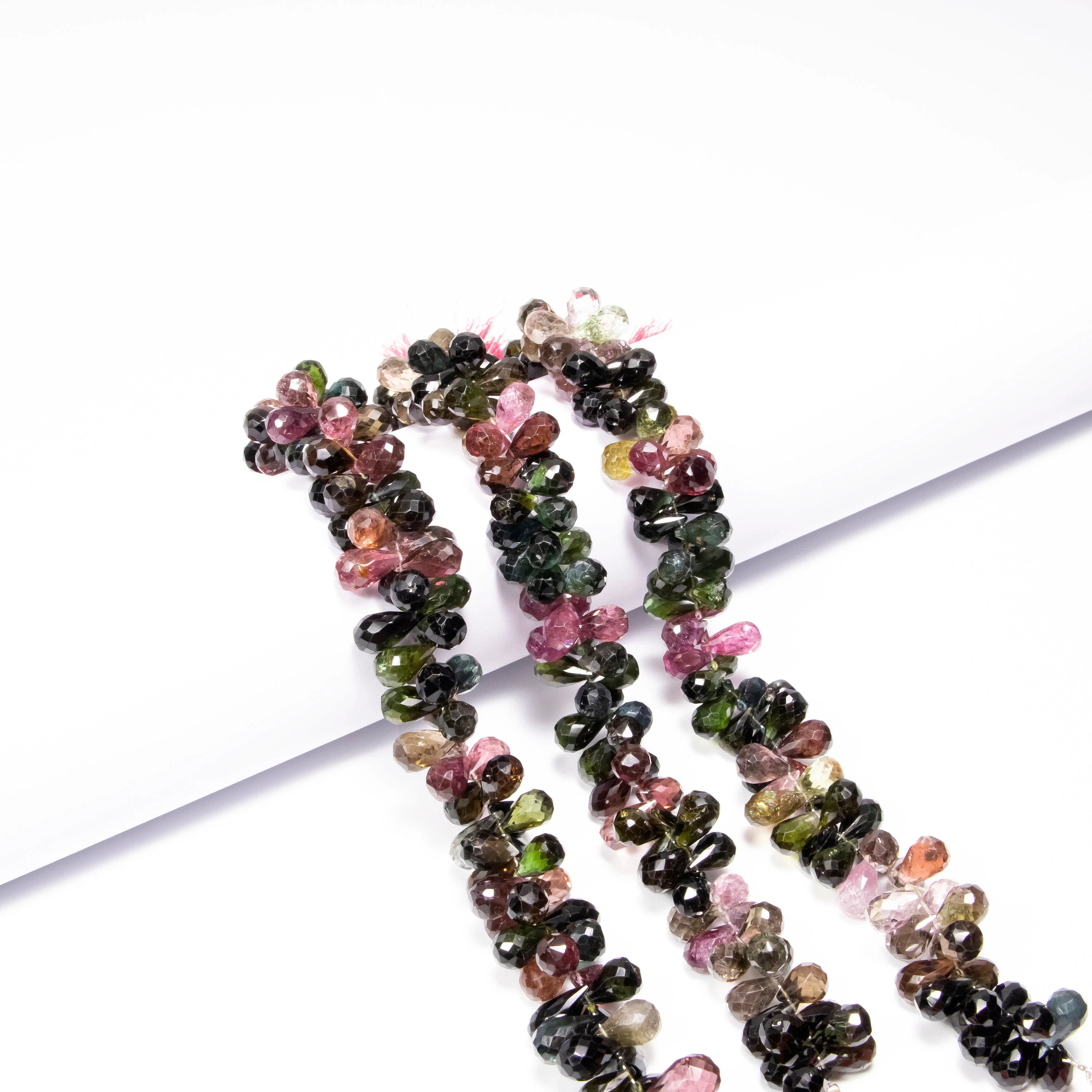 Natural Multi Tourmaline Faceted Drops, Multi Tourmaline Drops, Tourmaline For Jewelry Making Gemstone Beads, 8 Inch Strand, SKU 055