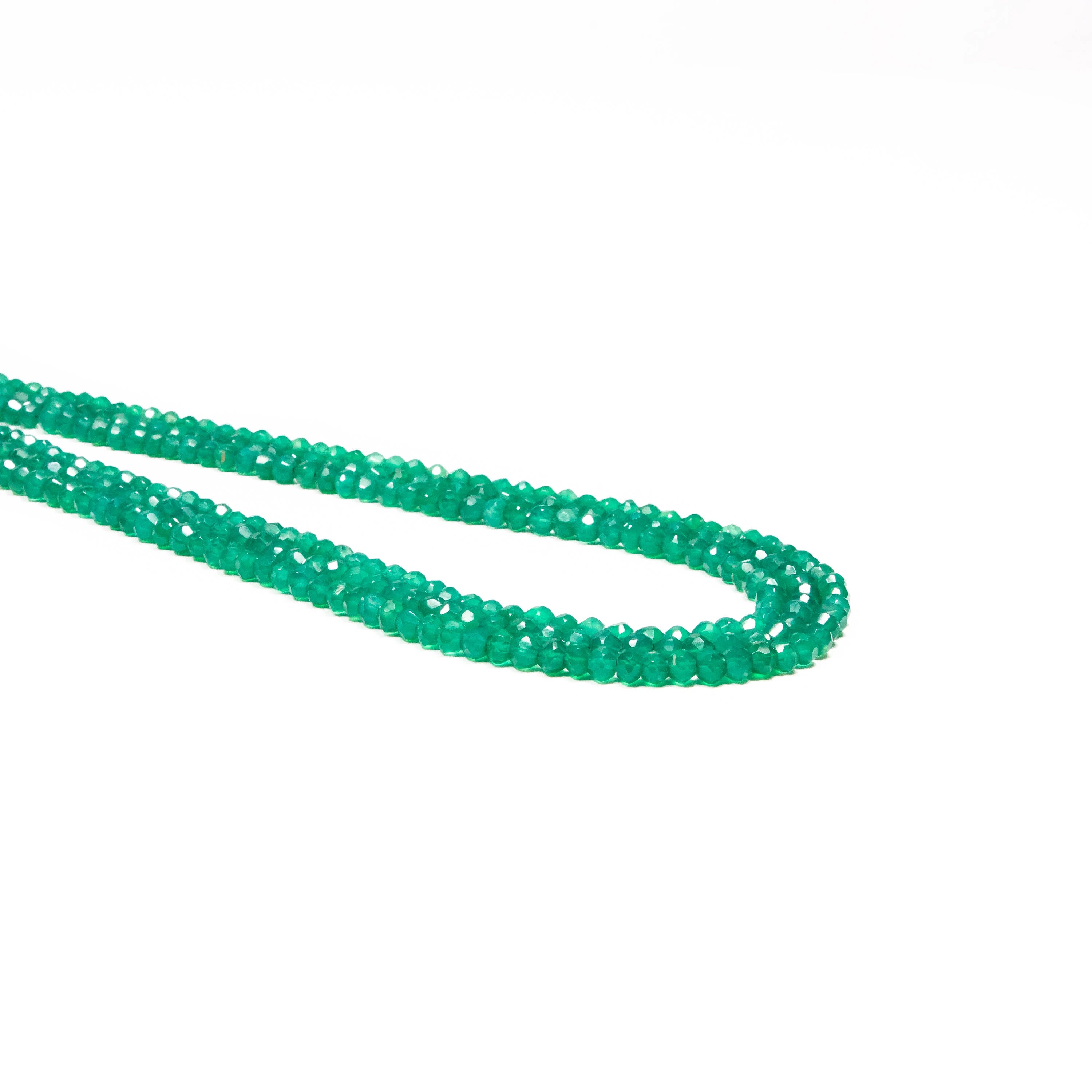 Green Onyx Faceted Rondelle Beads, 3.5 mm To 4.5 mm, Green Onyx Beads, Green Onyx Jewelry Making Gemstone Beads, 13 Inches, SKU 053