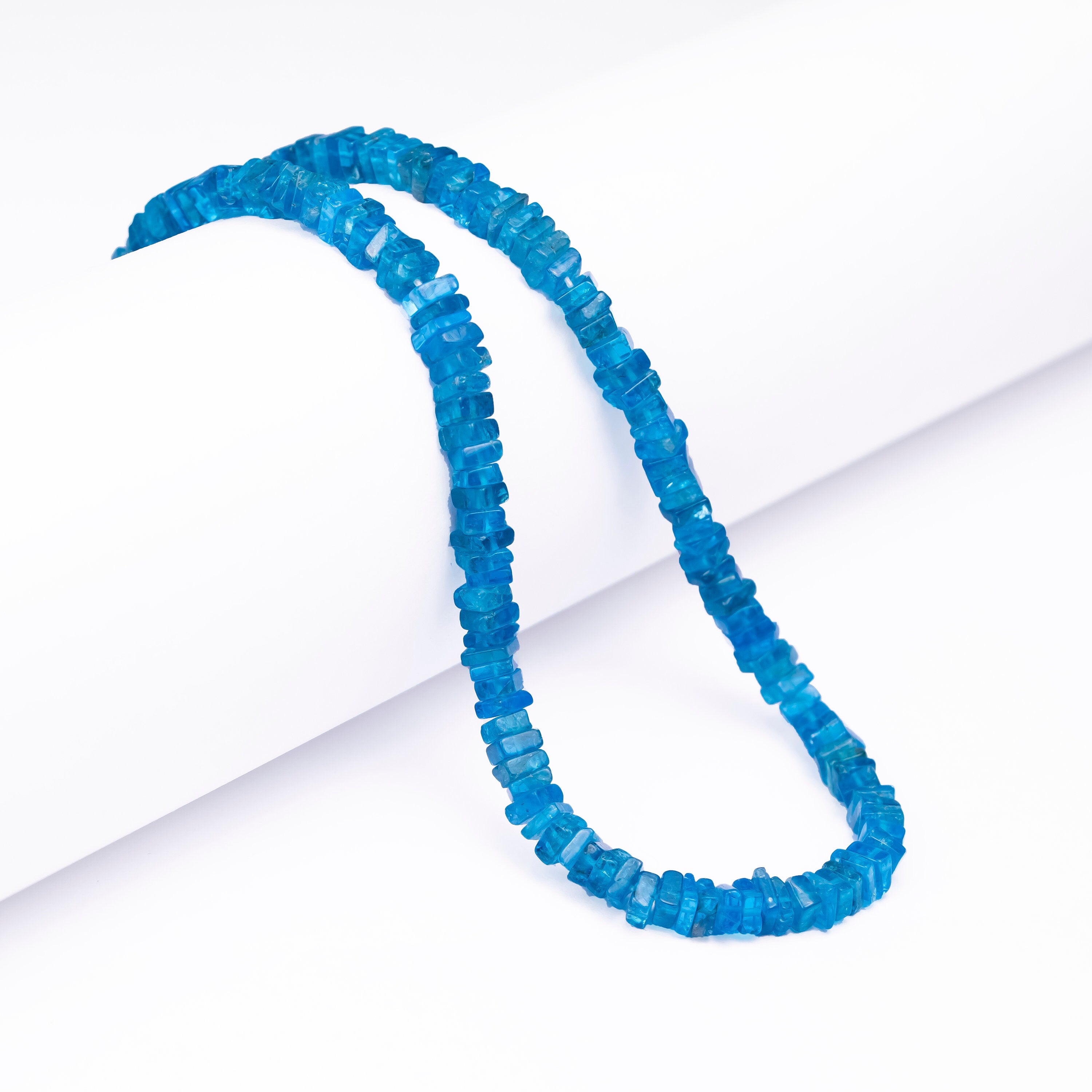 Natural Apatite Gemstone Smooth Beads, Blue Apatite Square Beads 16-Inch Strand, Unique Beading Supplies, Crafter’s Gift, (SKU 117)