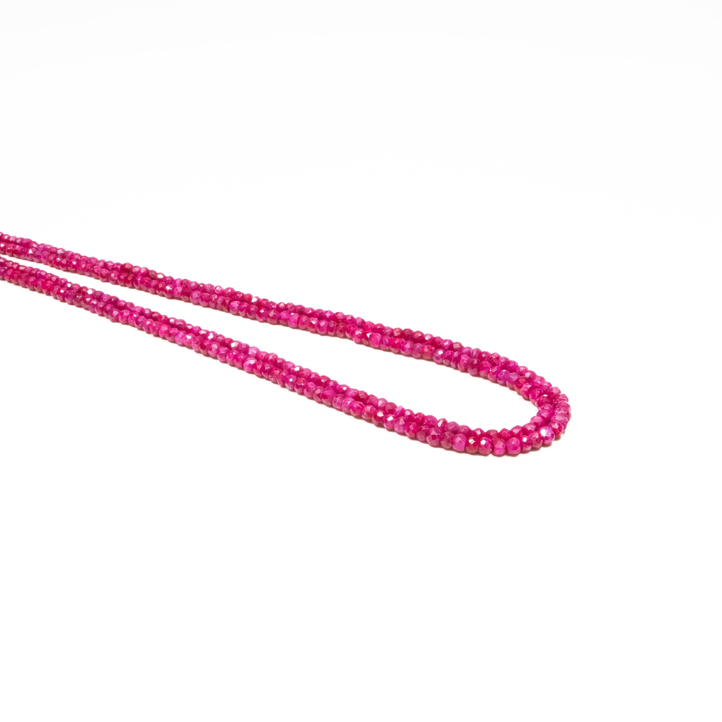 Pink Ruby Faceted Rondelle Beads, 2 mm To 3.5 mm, Ruby Rondelle Beads, Ruby Jewelry Making Gemstone Beads, 16 Inch Strand (SKU029)