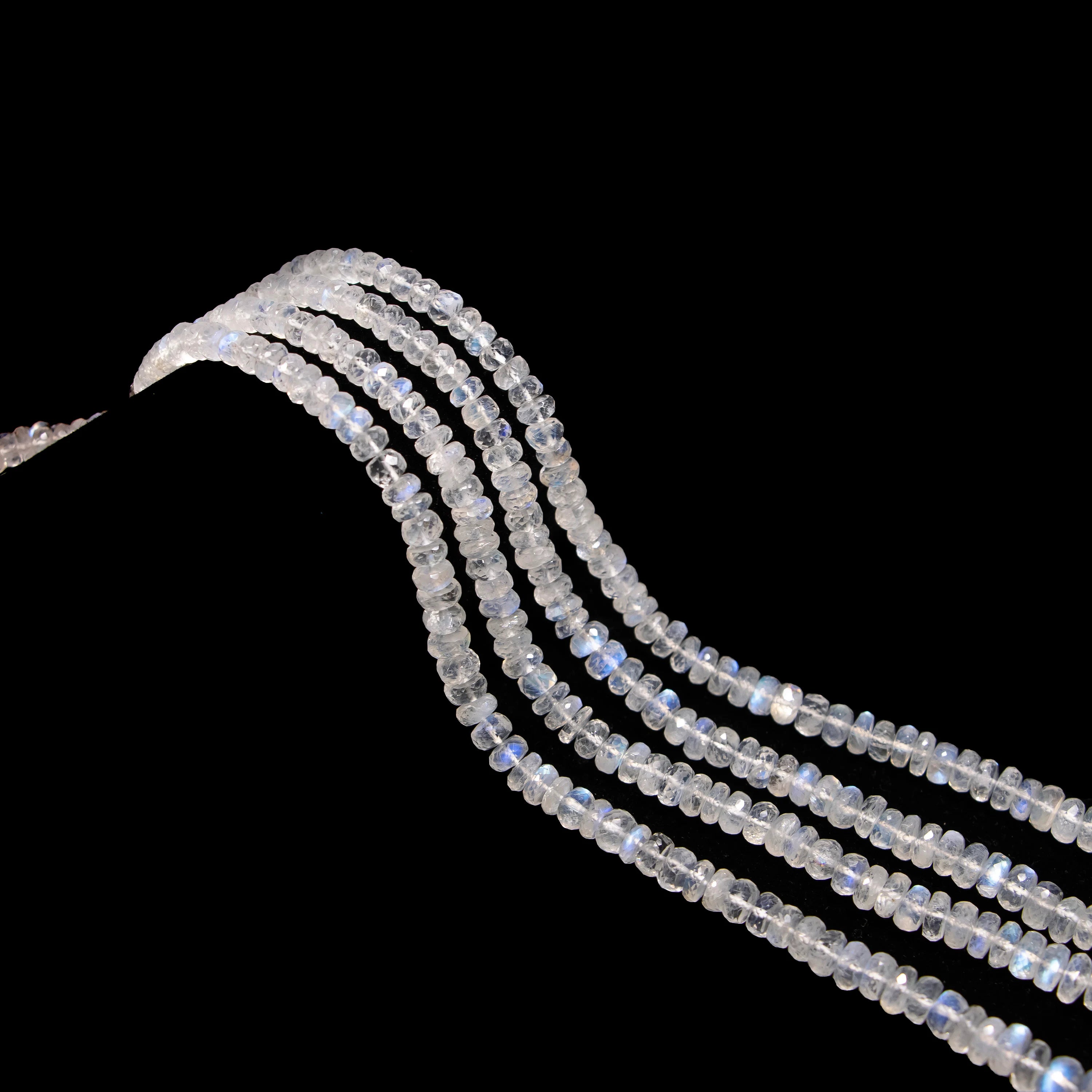 Natural Rainbow Moonstone Faceted Rondelle Beads, 5 To 7.5 mm, 18 Inch Strand, (SKU059)