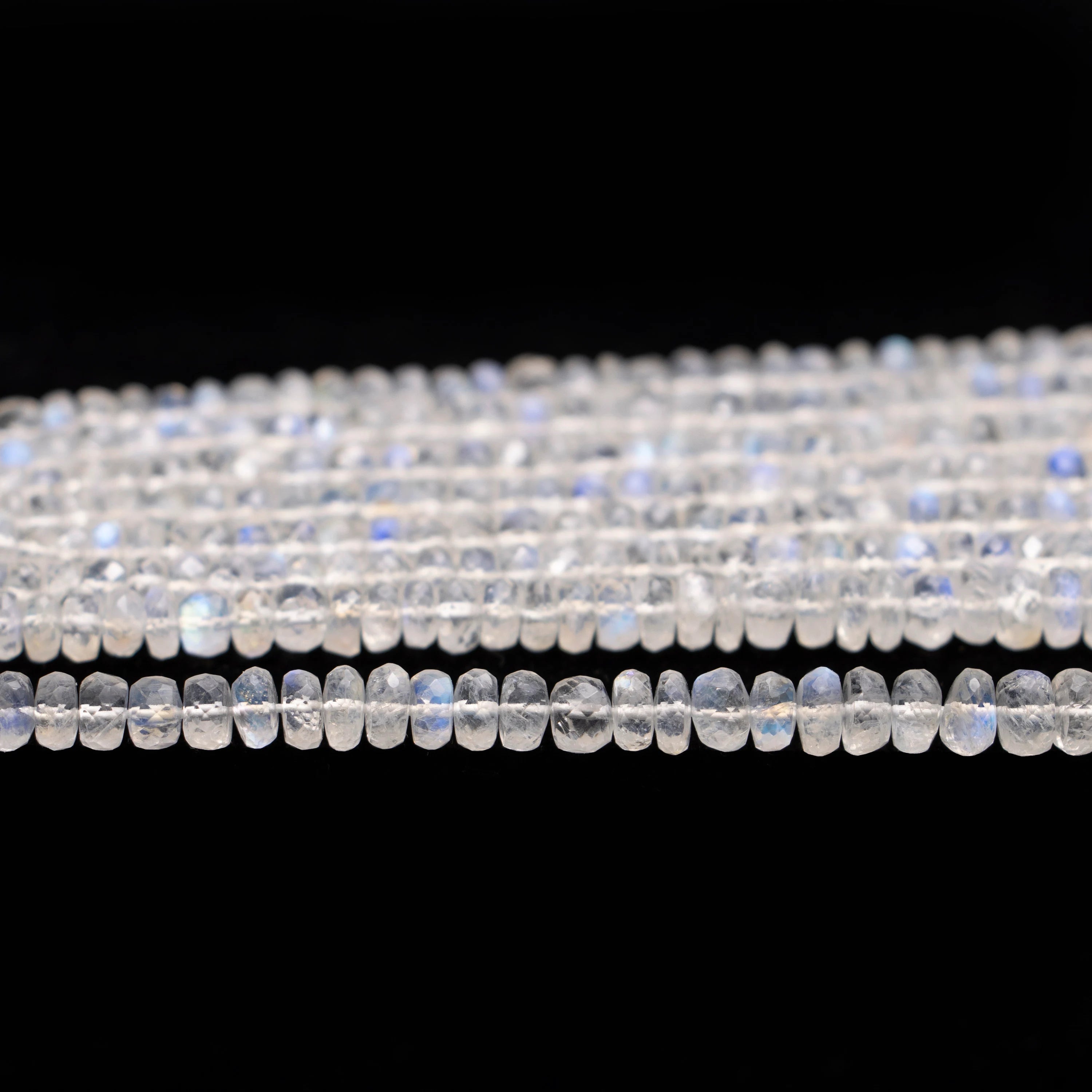 Natural Rainbow Moonstone Faceted Rondelle Beads, 5 To 7.5 mm, 18 Inch Strand, (SKU059)