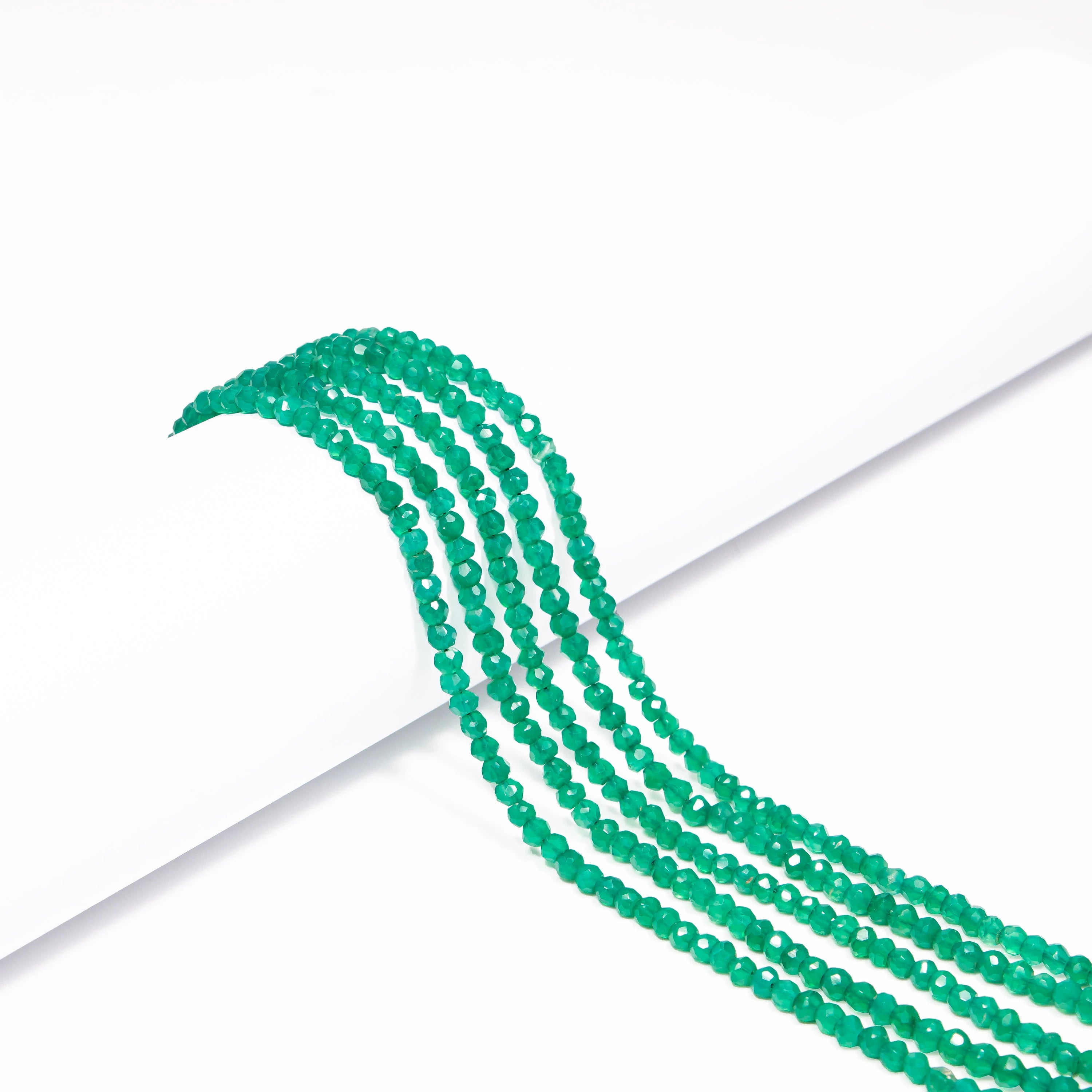 Green Onyx Faceted Rondelle Beads, 3.5 mm To 4.5 mm, Green Onyx Beads, Green Onyx Jewelry Making Gemstone Beads, 13 Inches, SKU 053