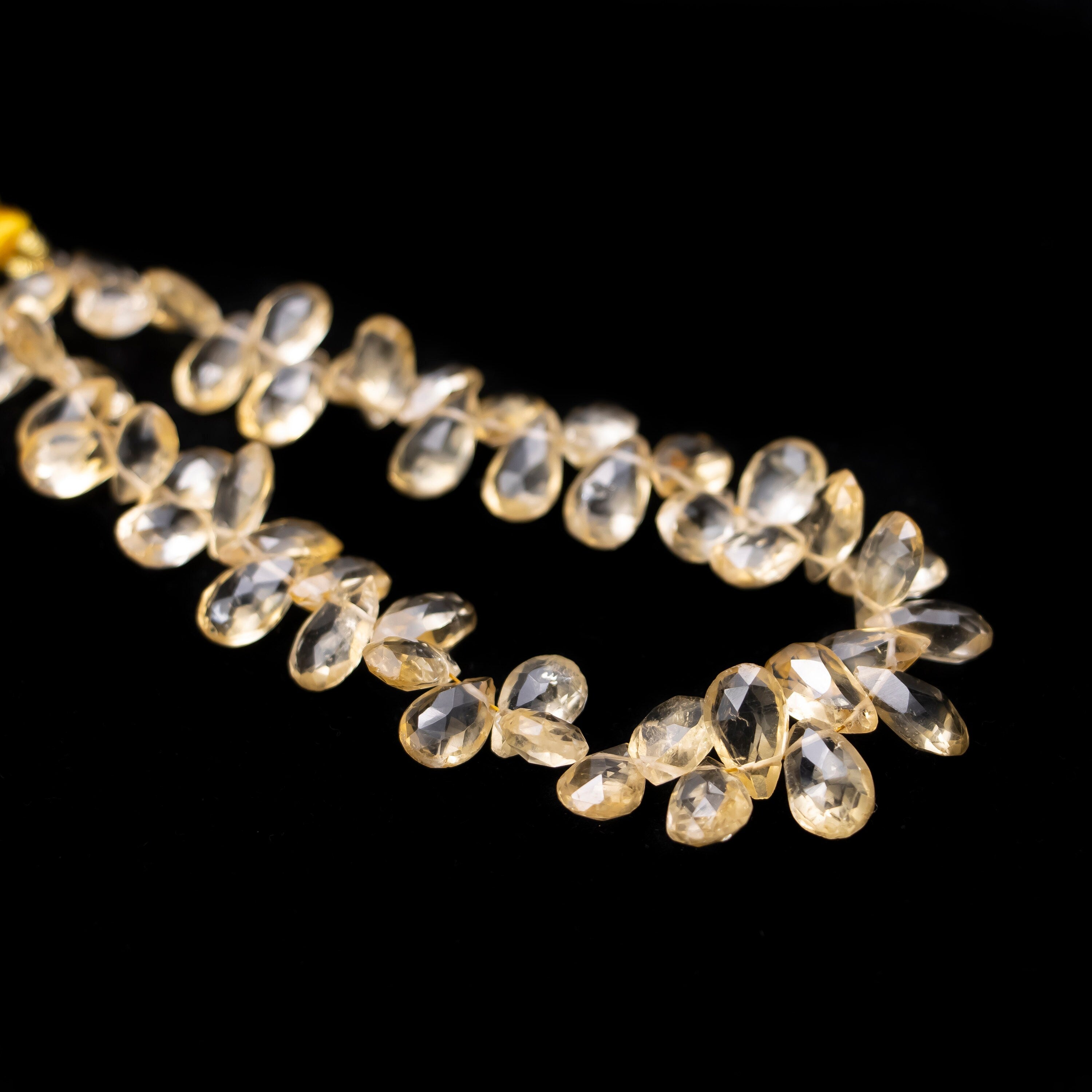 Natural Citrine Faceted Pear Beads, Yellow Citrine Pear, Citrine Pear Jewelry Making Gemstone Beads, 8.5 Inch, SKU 144