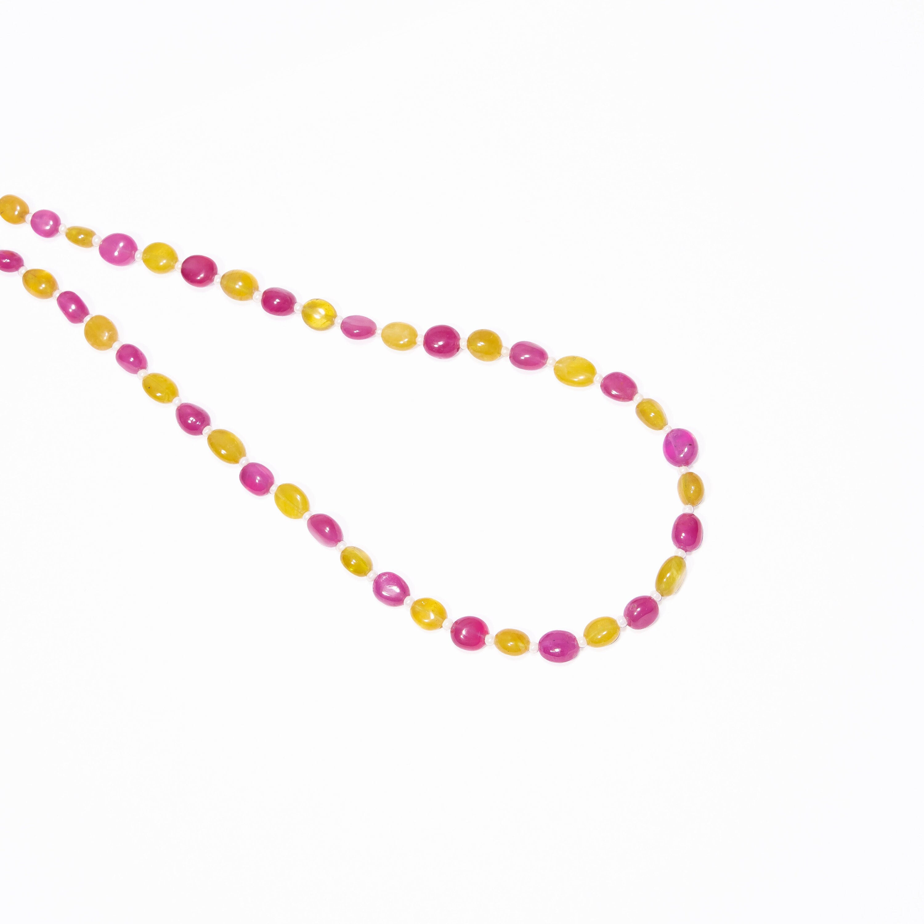 Yellow Pink Sapphire Smooth Oval Beads, Sapphire Smooth Beads, Sapphire Oval Beads, Sapphire Jewelry Making Gemstone Beads Necklace, SKU2490
