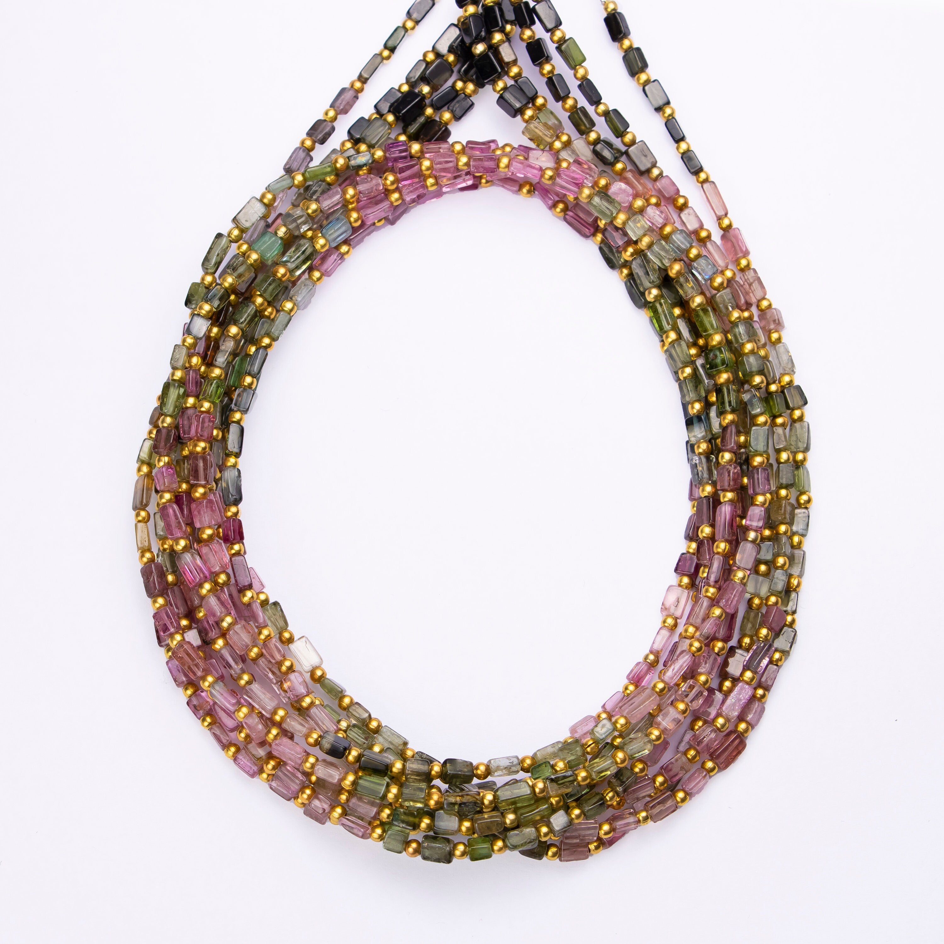 AAA Grade Tourmaline, Natural Multi Tourmaline Smooth Rectangle Beads, 3 To 5 mm, 22 Inch Strand, Tourmaline Boxy Shape Beads, (SKU213)
