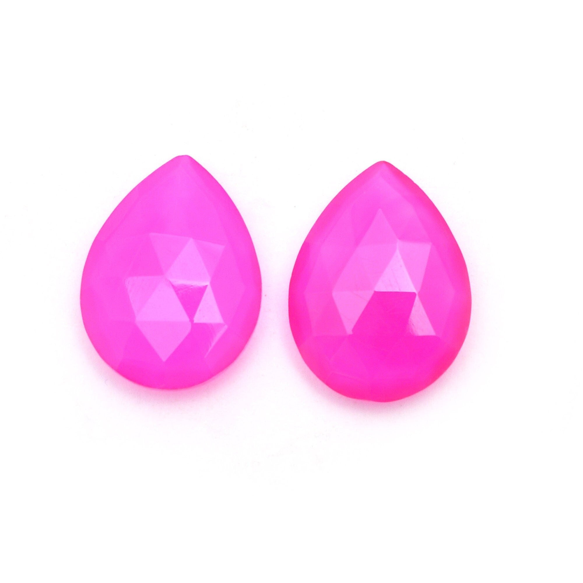 Pink Chalcedony Pear Cut Loose Gemstone, 15x20mm - Perfect for Earrings & Jewelry Making, (SKU 199)
