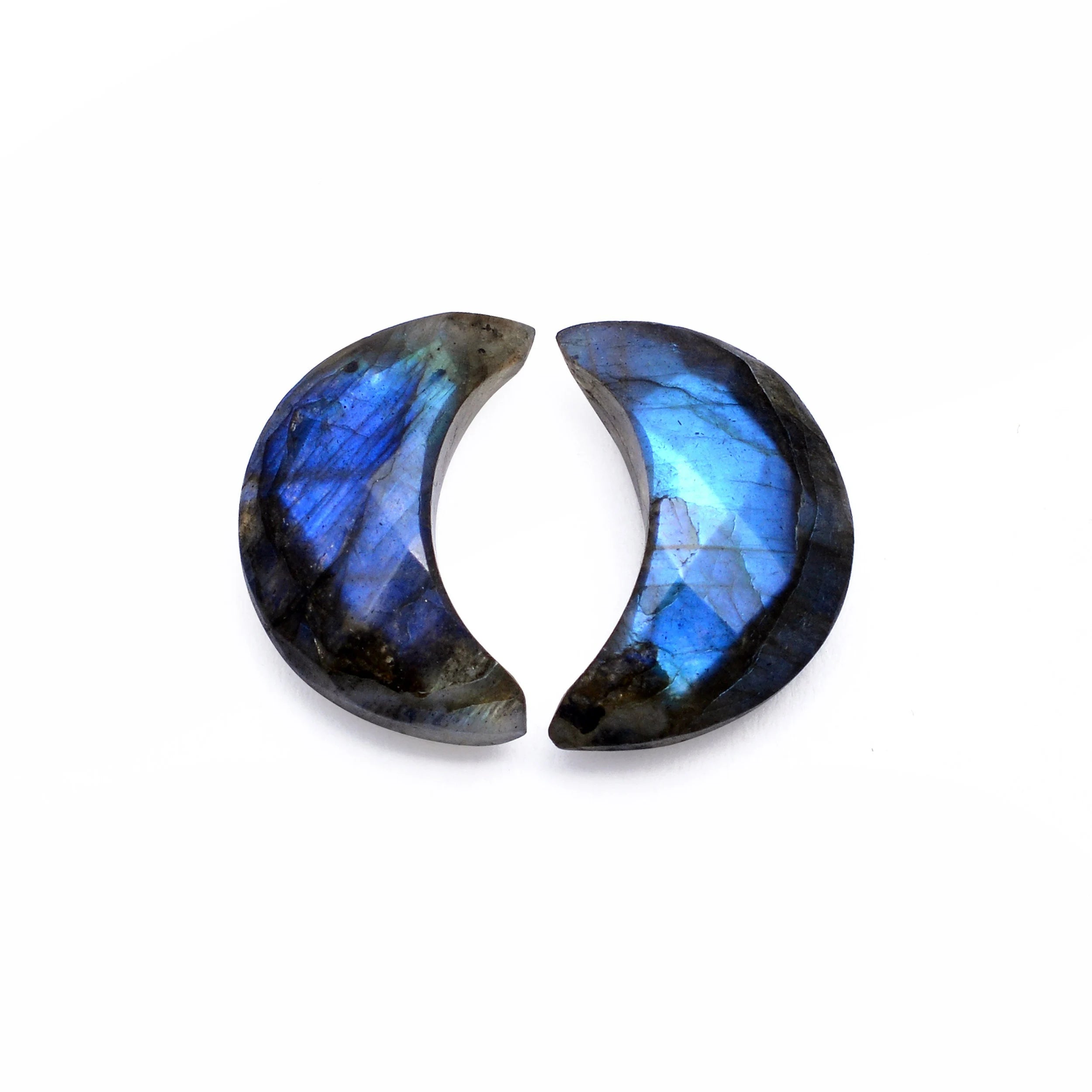 Natural Labradorite Faceted Crescent Moon Shape Loose Gemstone, 7.5x 8 mm, Handmade Gemstone Supplier, (SKU1048)