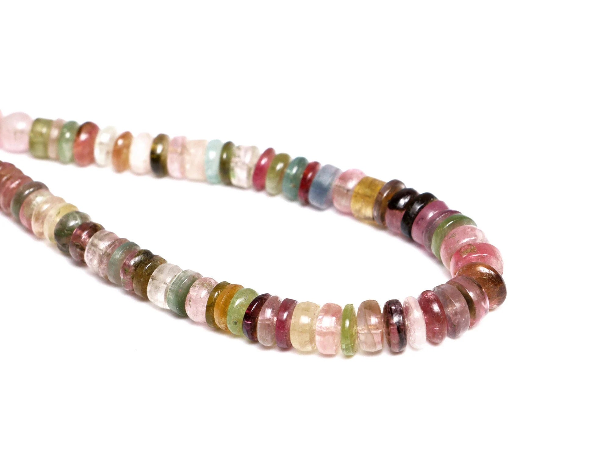 Natural Afghani Multi Tourmaline Smooth Heishi Tyre Beads, 2.5 mm To 6 mm, SKU2182