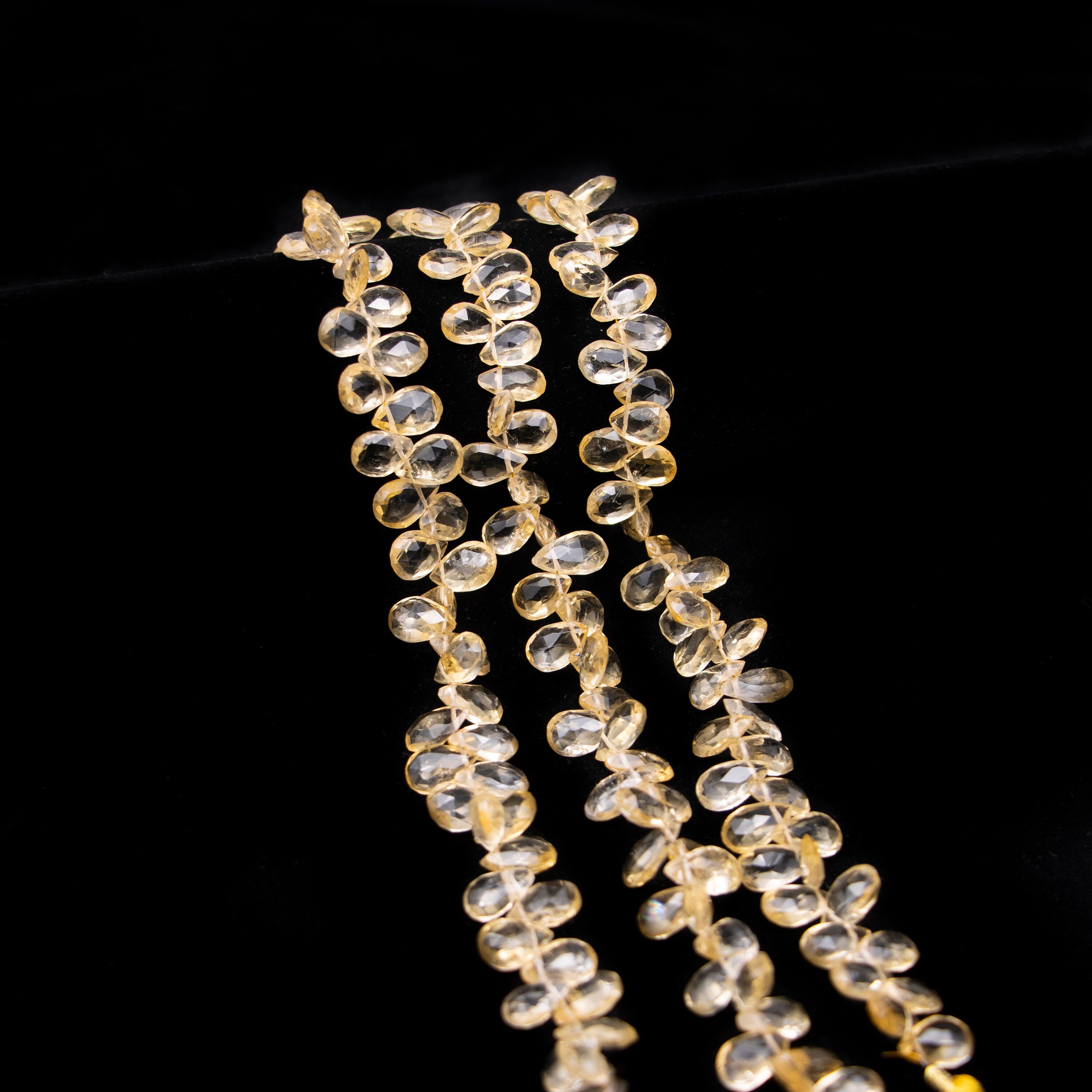 Natural Citrine Faceted Pear Beads, Yellow Citrine Pear, Citrine Pear Jewelry Making Gemstone Beads, 8.5 Inch, SKU 144