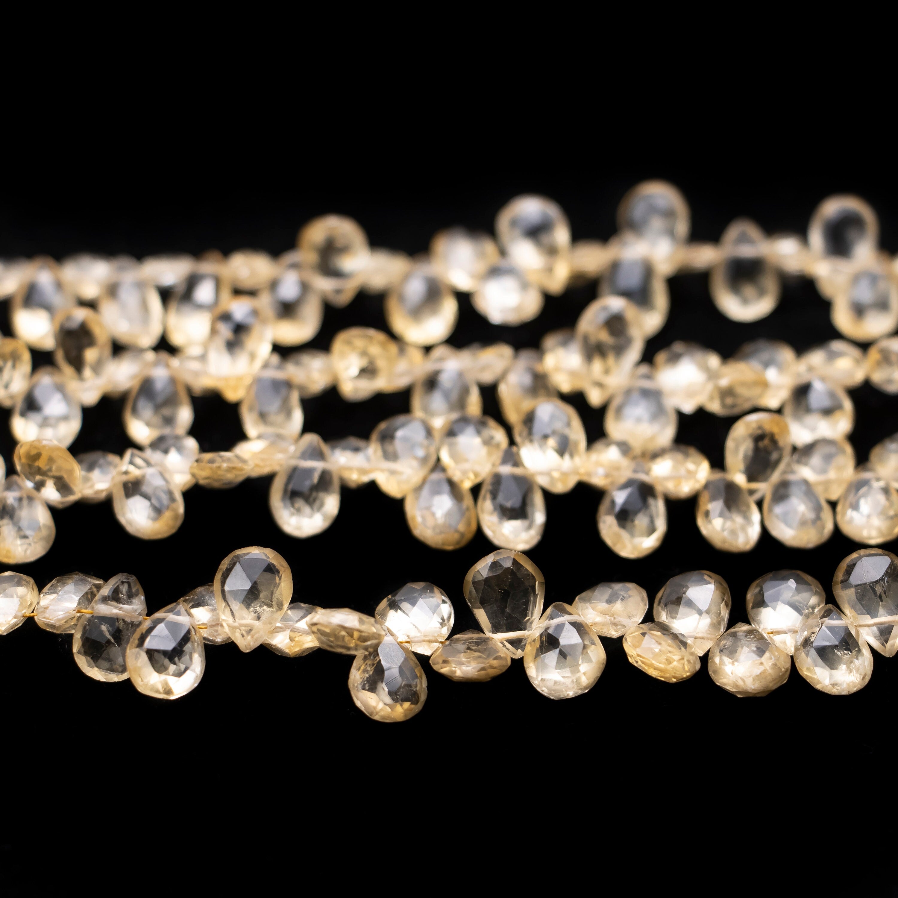 Natural Citrine Faceted Pear Beads, Yellow Citrine Pear, Citrine Pear Jewelry Making Gemstone Beads, 8.5 Inch, SKU 144