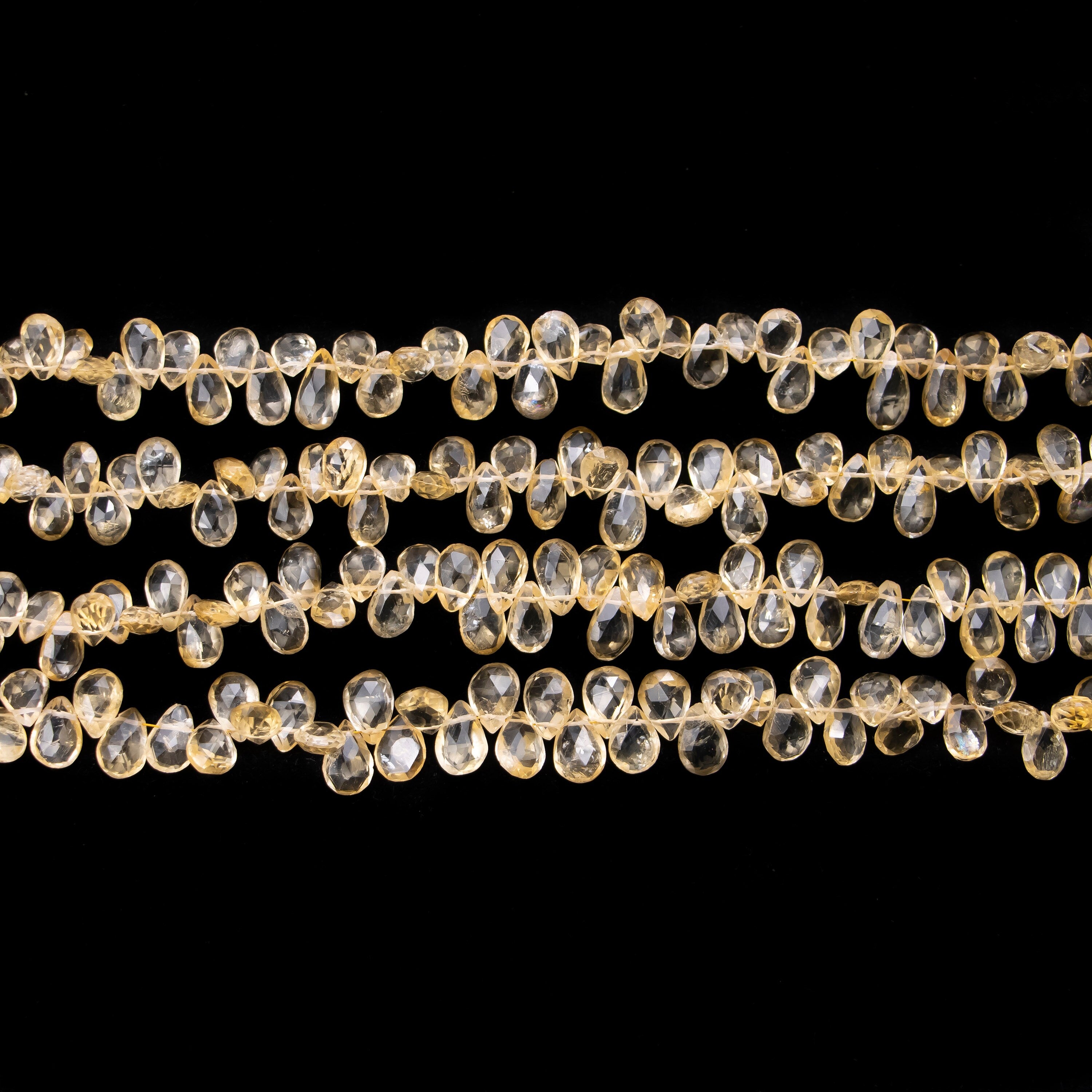 Natural Citrine Faceted Pear Beads, Yellow Citrine Pear, Citrine Pear Jewelry Making Gemstone Beads, 8.5 Inch, SKU 144