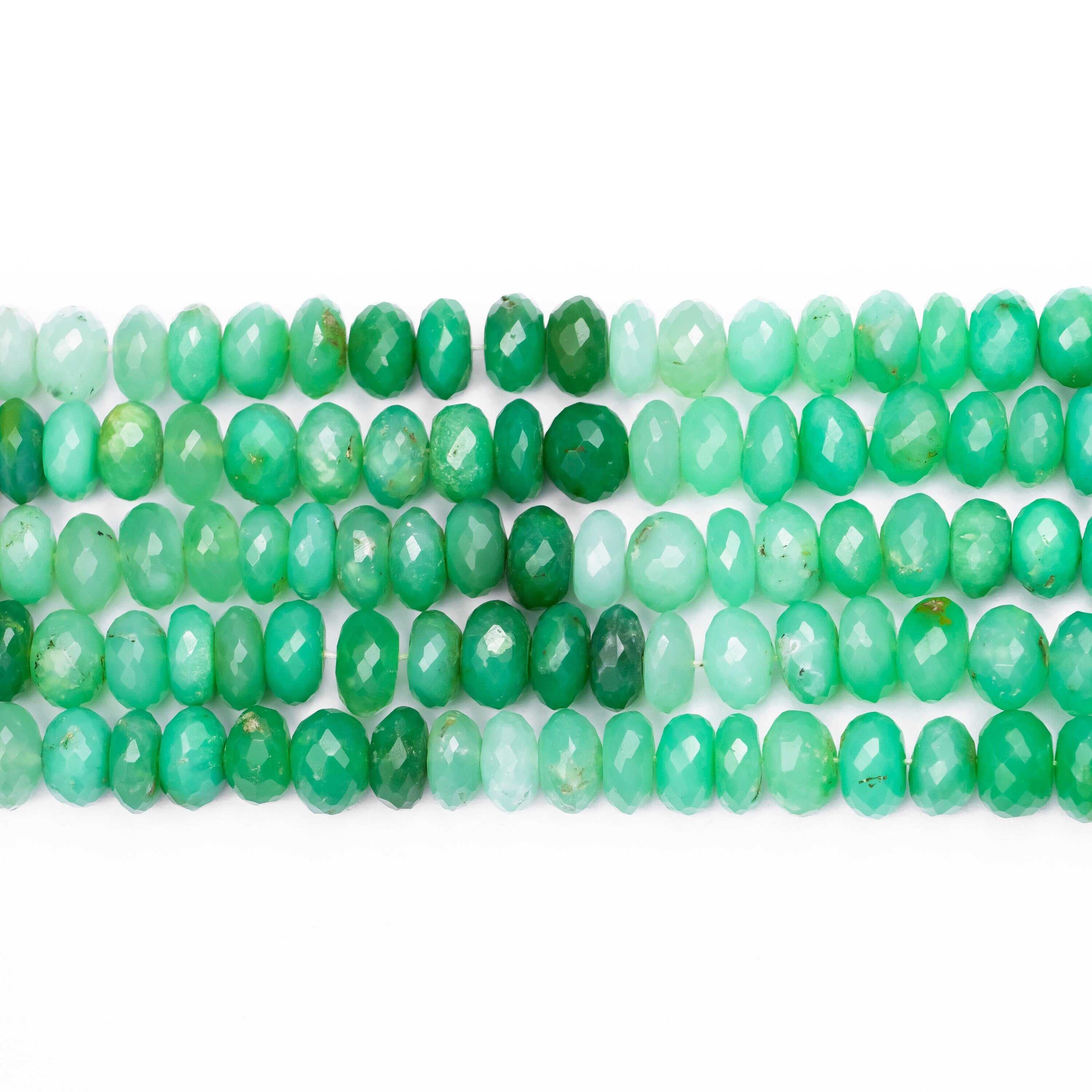 Chrysoprase Faceted Rondelle Beads, 9 mm To 11 mm, Apple Green Chrysoprase Beads, SKU271