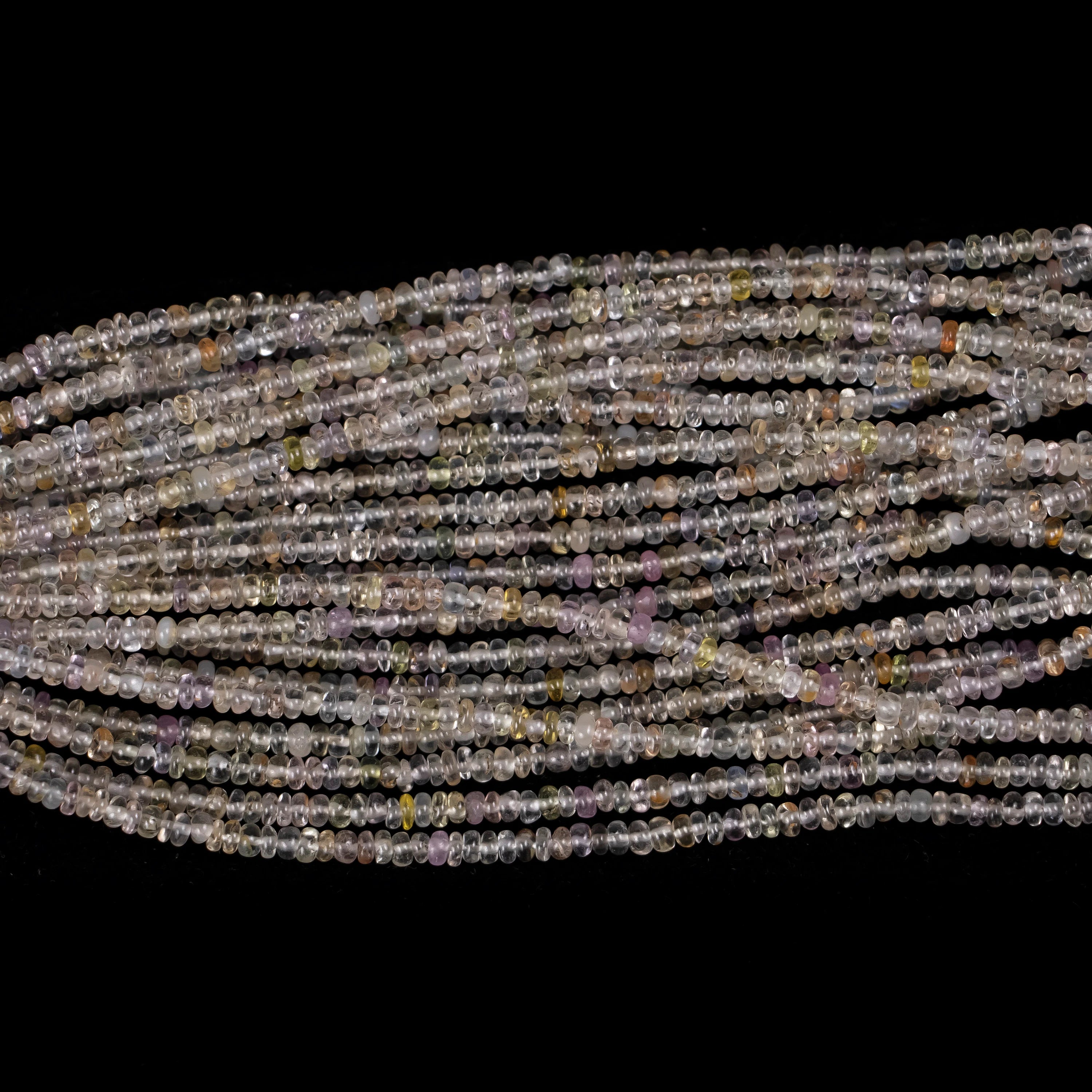 AA Quality Multi Color Sapphire Smooth Rondelle Beads, Natural Sapphire Gemstone Beads, SKU2510