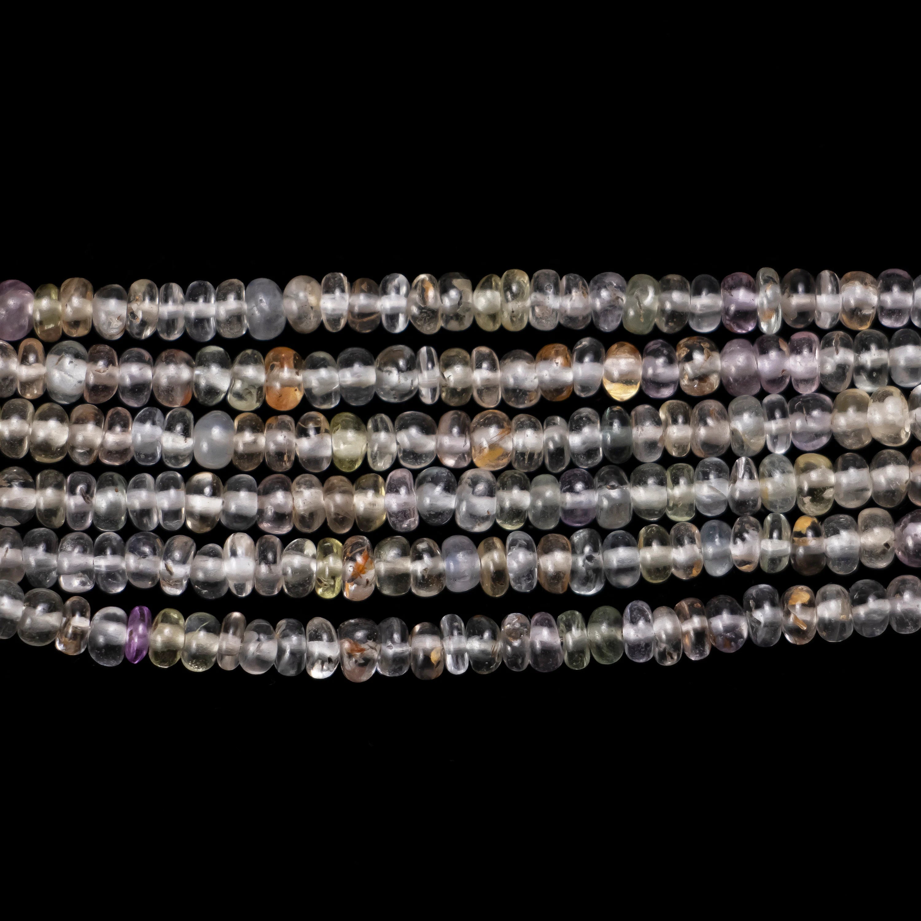 AA Quality Multi Color Sapphire Smooth Rondelle Beads, Natural Sapphire Gemstone Beads, SKU2510