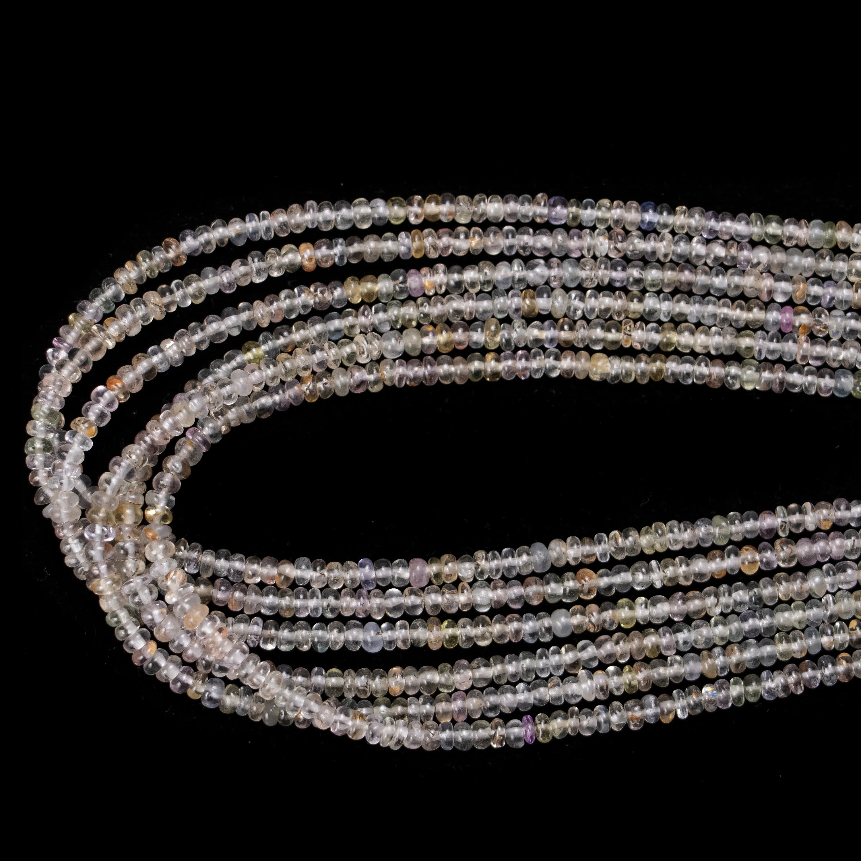 AA Quality Multi Color Sapphire Smooth Rondelle Beads, Natural Sapphire Gemstone Beads, SKU2510