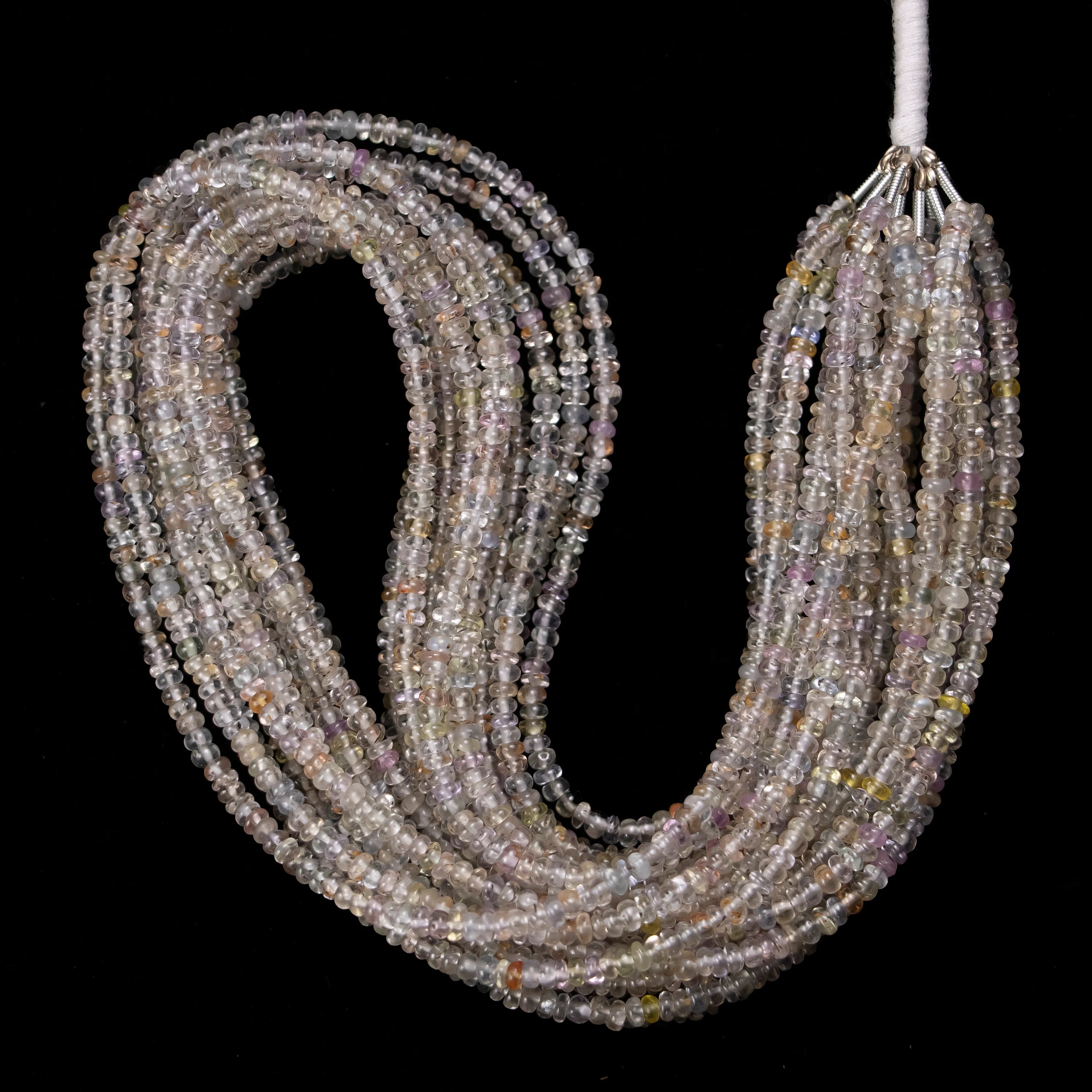 AA Quality Multi Color Sapphire Smooth Rondelle Beads, Natural Sapphire Gemstone Beads, SKU2510