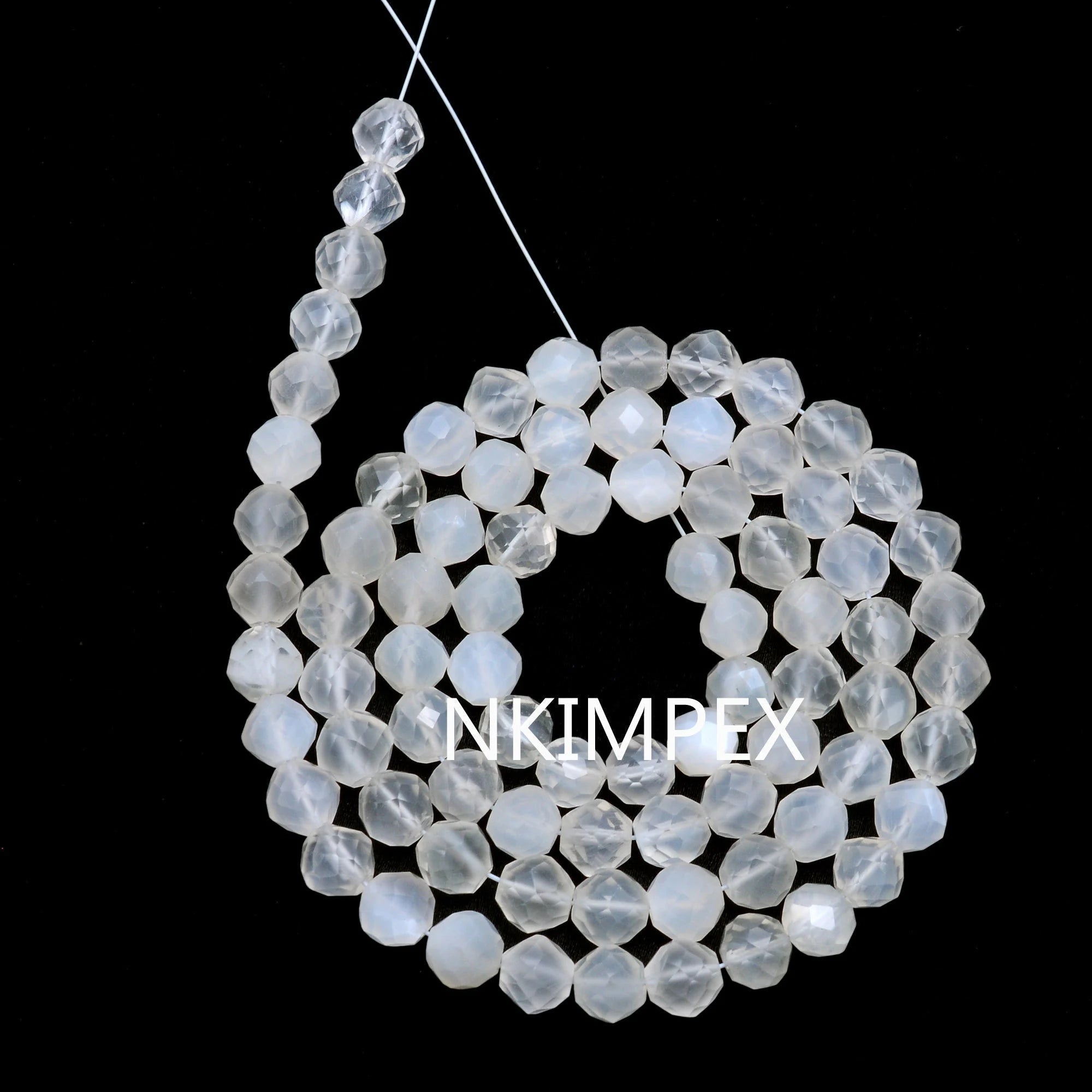 Natural White Moonstone Faceted Concave Cut Beads, 5 To 5.5 mm, Moonstone Gemstone Beads, (SKU013)