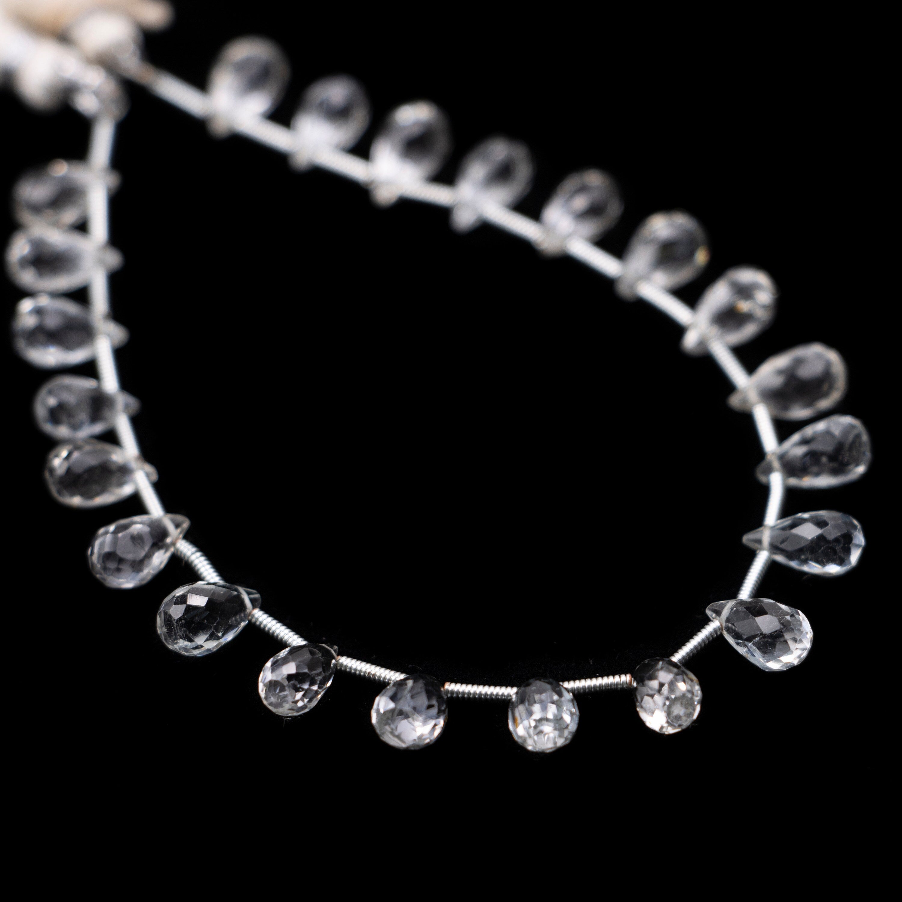 White Topaz Faceted Briolette Drops, 4x6 mm to 6x8 mm, White Topaz Drops, 8 Inches Strand (SKU248)