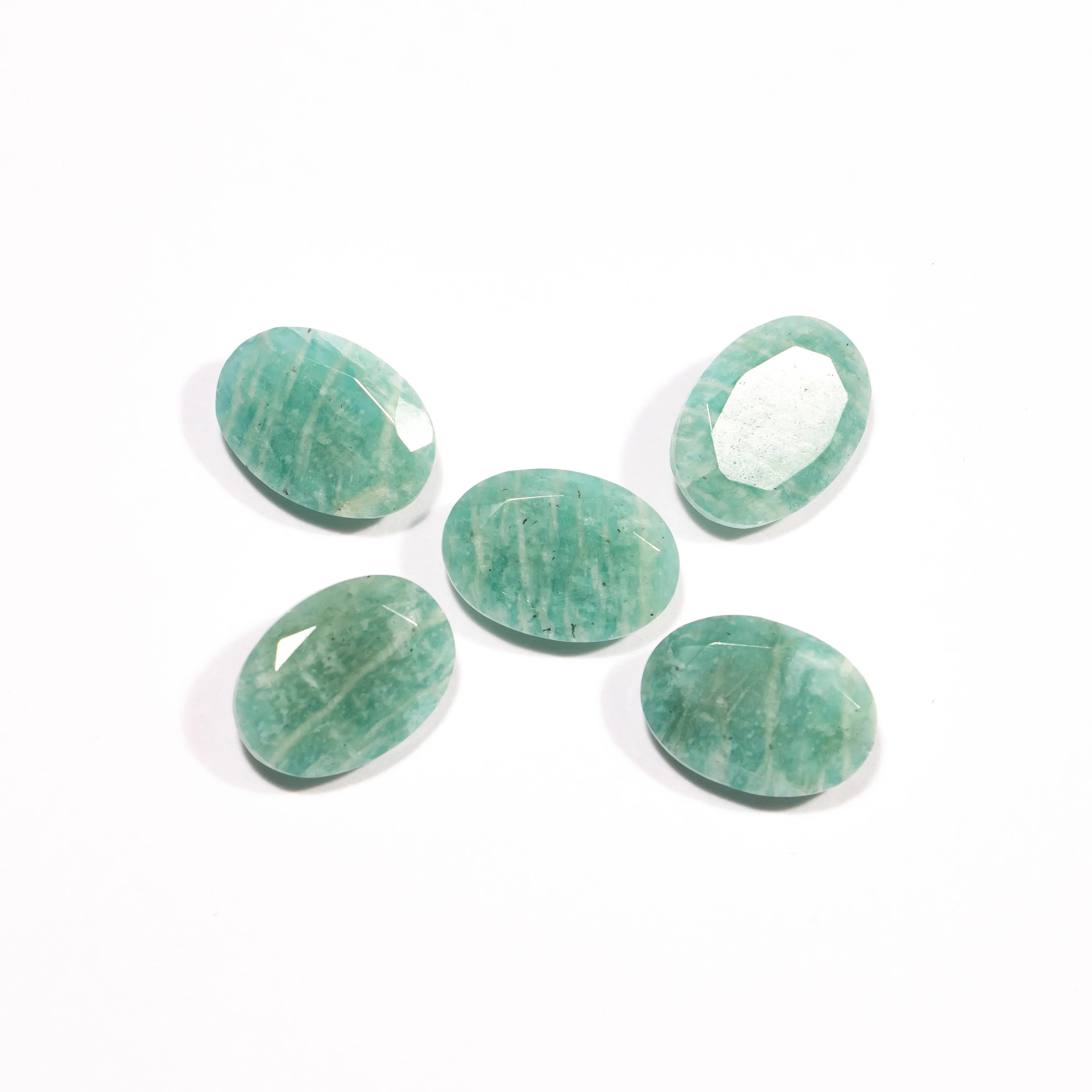 Amazonite Faceted Oval Shape Cabochon, Natural Amazonite Loose Gemstone, SKU2361