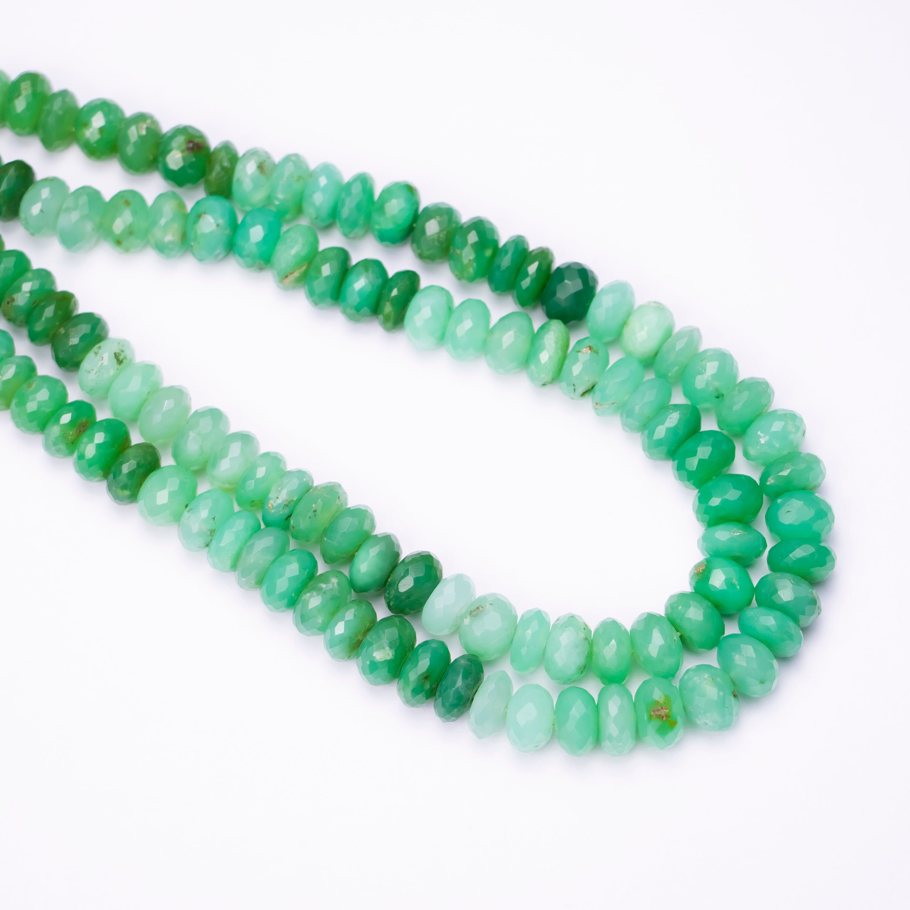 Chrysoprase Faceted Rondelle Beads, 9 mm To 11 mm, Apple Green Chrysoprase Beads, SKU271