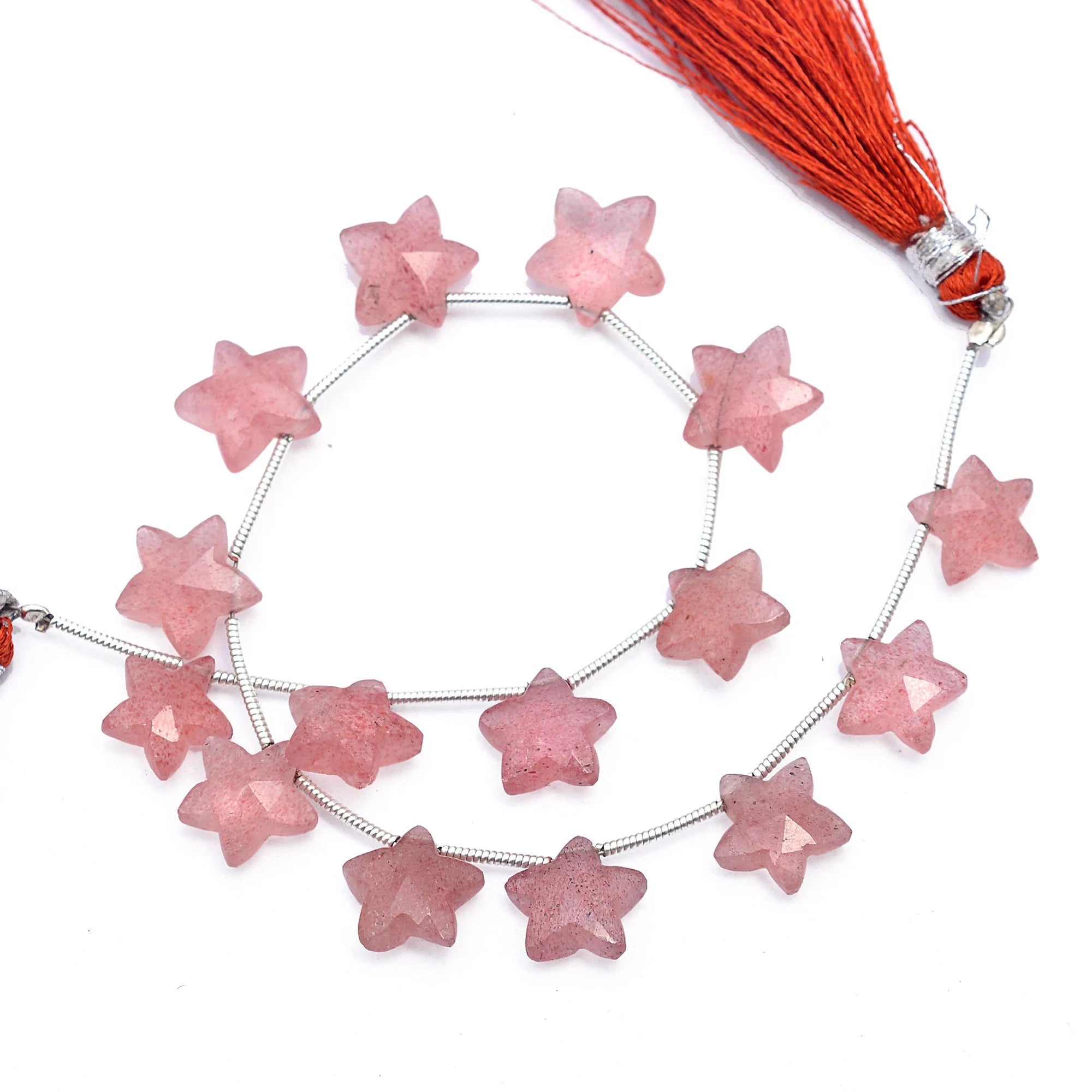 Natural Strawberry Quartz Faceted Stars Beads, 9x9 To 10x10 mm, Pink Star Beads, Wholesale Beads Supplier (SKU540)