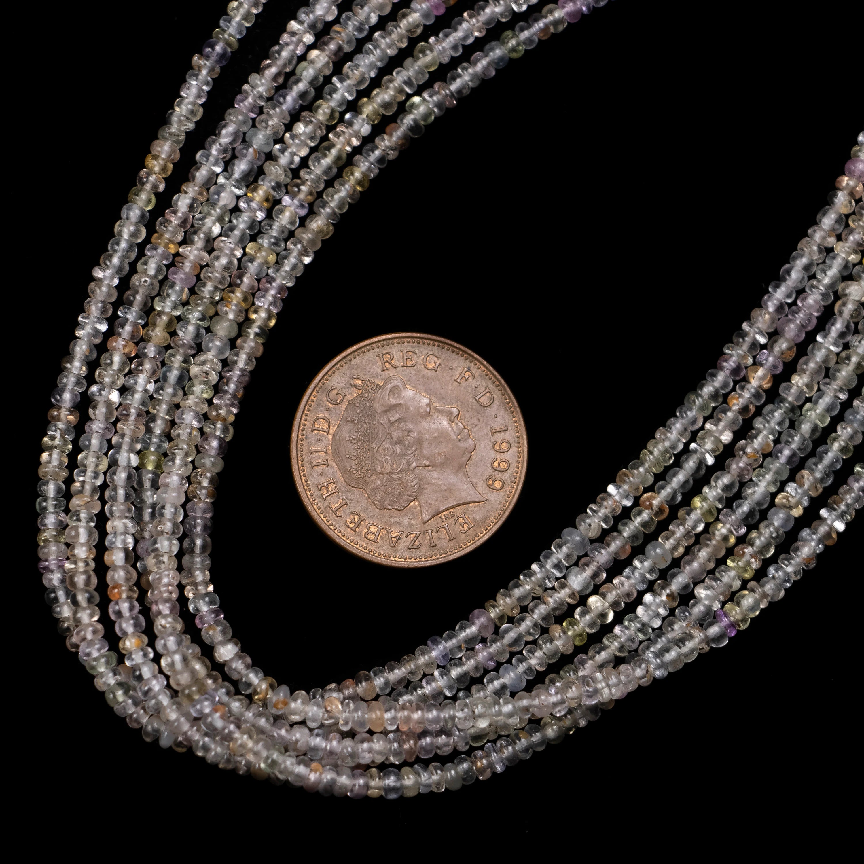 AA Quality Multi Color Sapphire Smooth Rondelle Beads, Natural Sapphire Gemstone Beads, SKU2510
