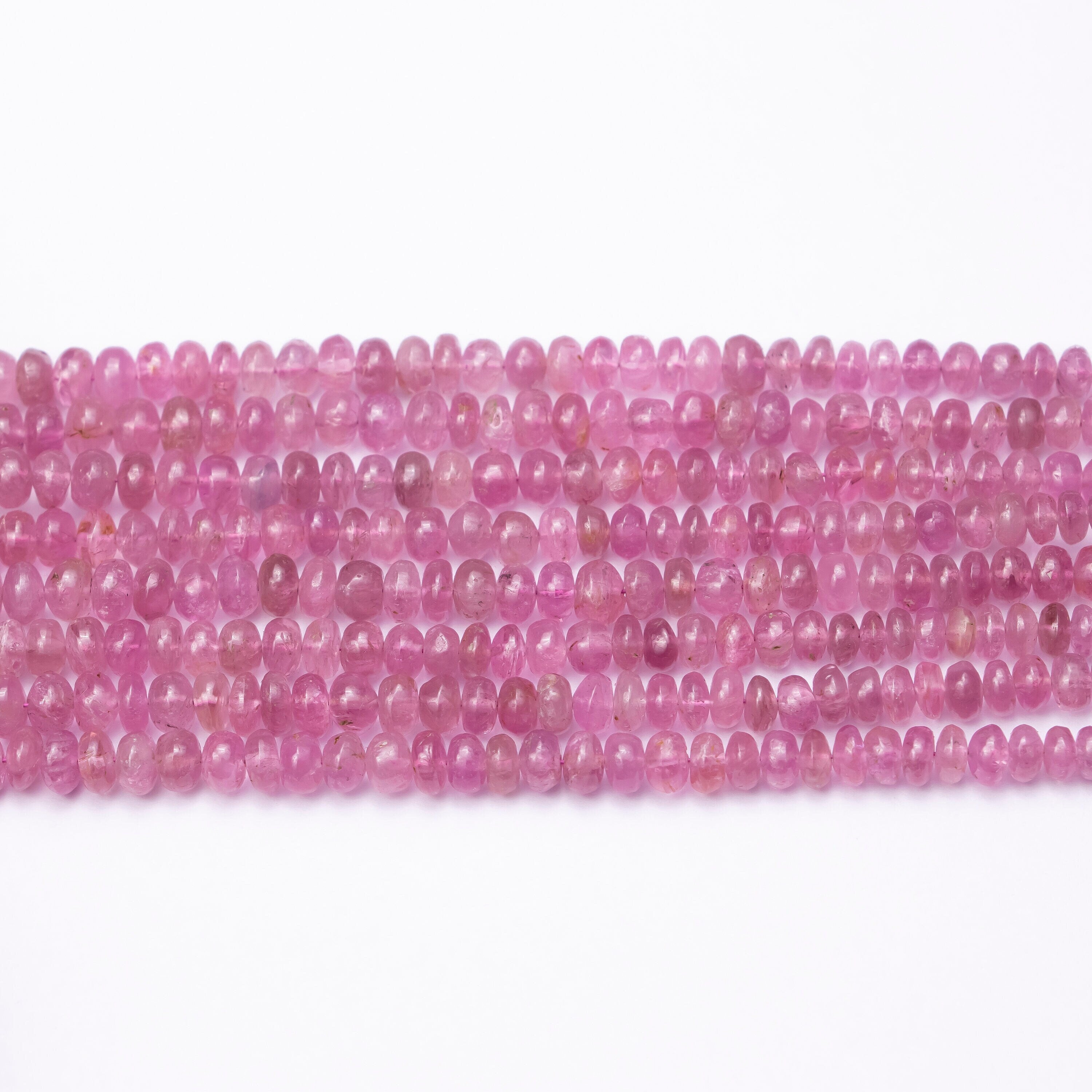 AA Quality Natural Pink Tourmaline Smooth Rondelle Beads, Handmade Beaded Gemstone Jewelry, Pink Color Beads Jewelry, SKU2507