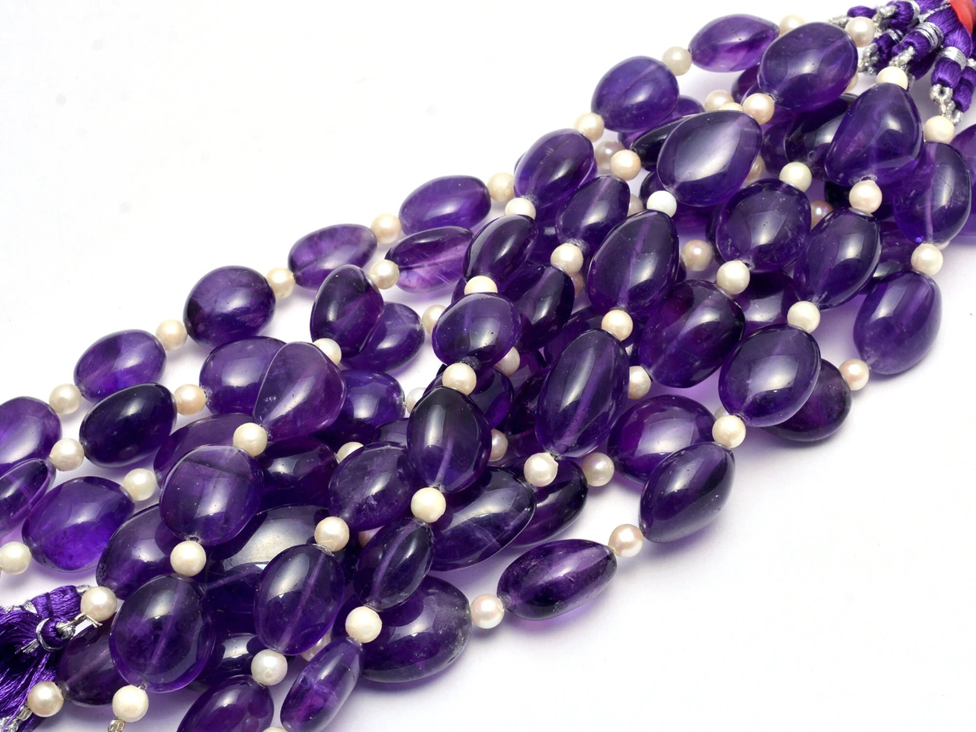 Natural Amethyst Smooth Oval Beads, Unique Beaded Jewelry, Amethyst Gemstone Beads, (SKU1027)