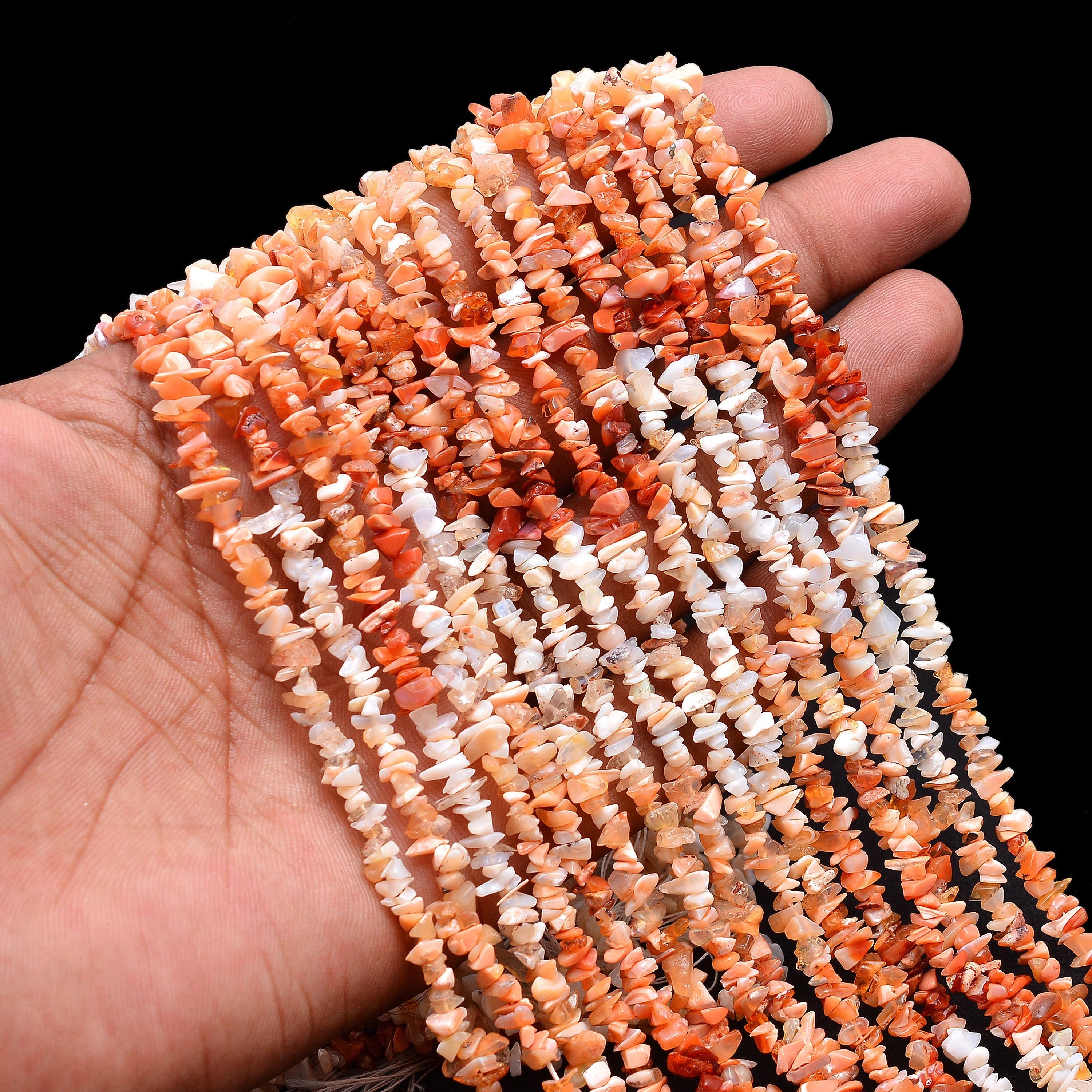 Natural Fire Opal Smooth Nuggets Beads, 3 To 4 mm, 36 Inch Strand, (SKU592)