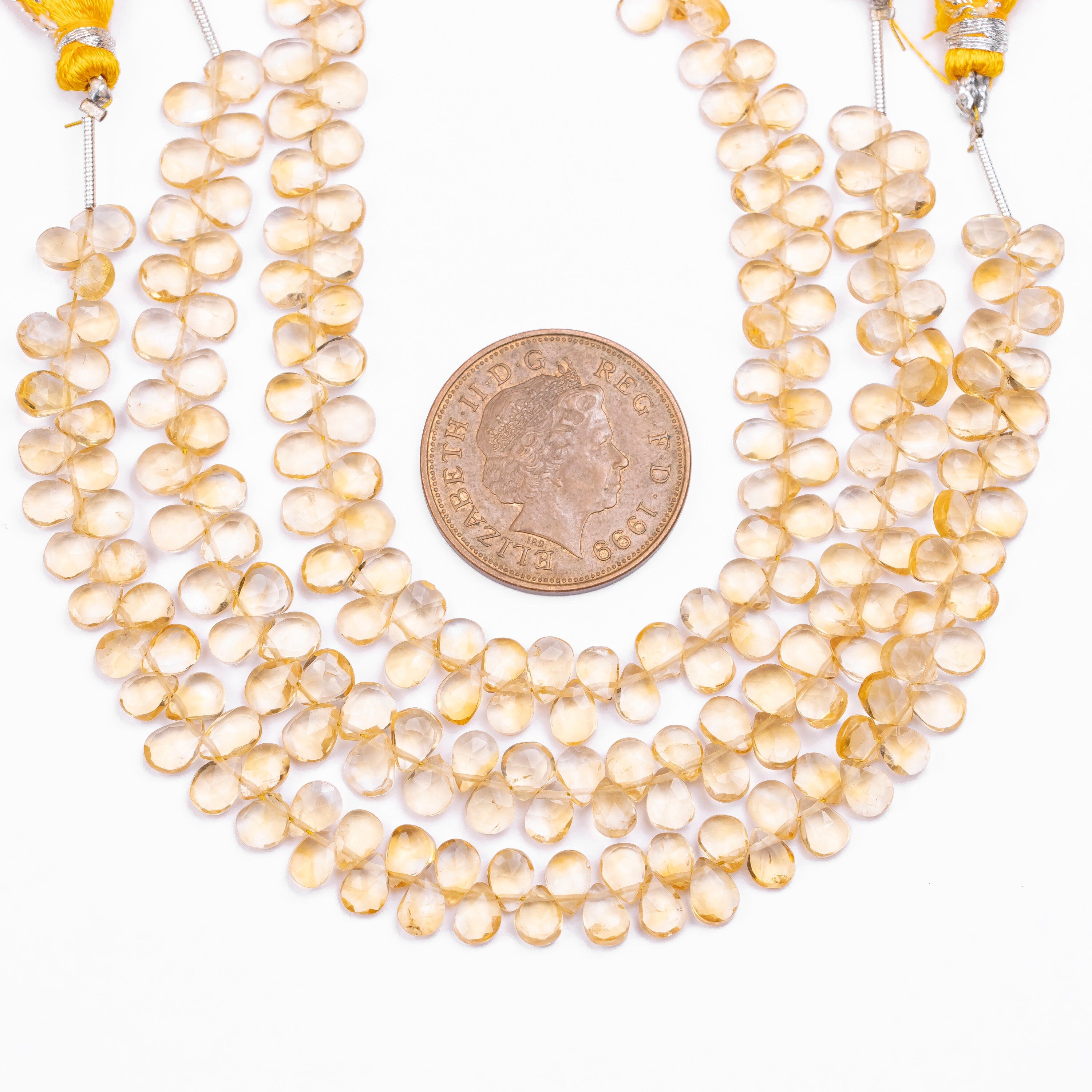 Natural Citrine Faceted Pear Gemstone Beads, 4x5 To 5x7 mm, 8 Inch Strand, (SKU245)