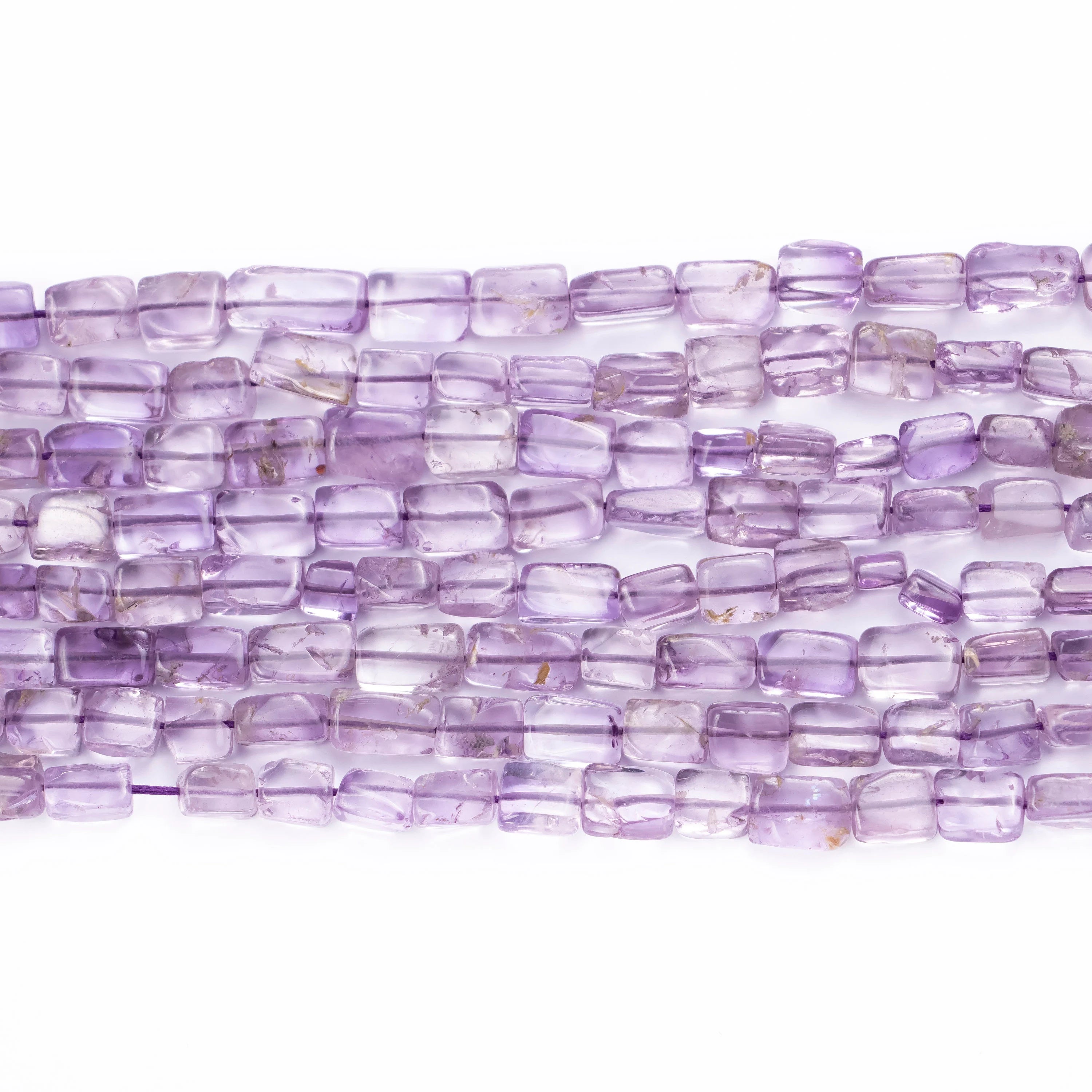 Amethyst Smooth Beads Cuboid Beads, 5 mm To 9 mm Beads, Natural Amethyst Flat Rectangular Beads, Jewelry Making Beads, 15" Strand (SKU337)