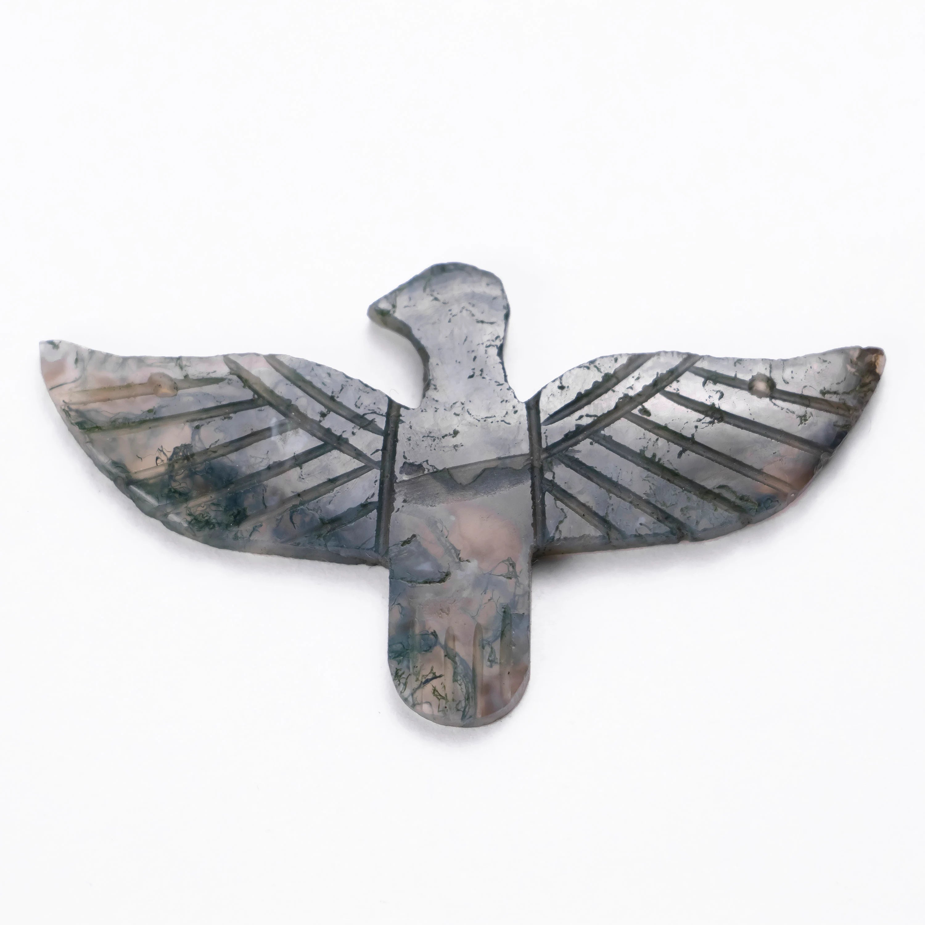 Natural Green Moss Jasper Gemstone Eagle Pendant, Carving Handmade Pendant (SKU1324)