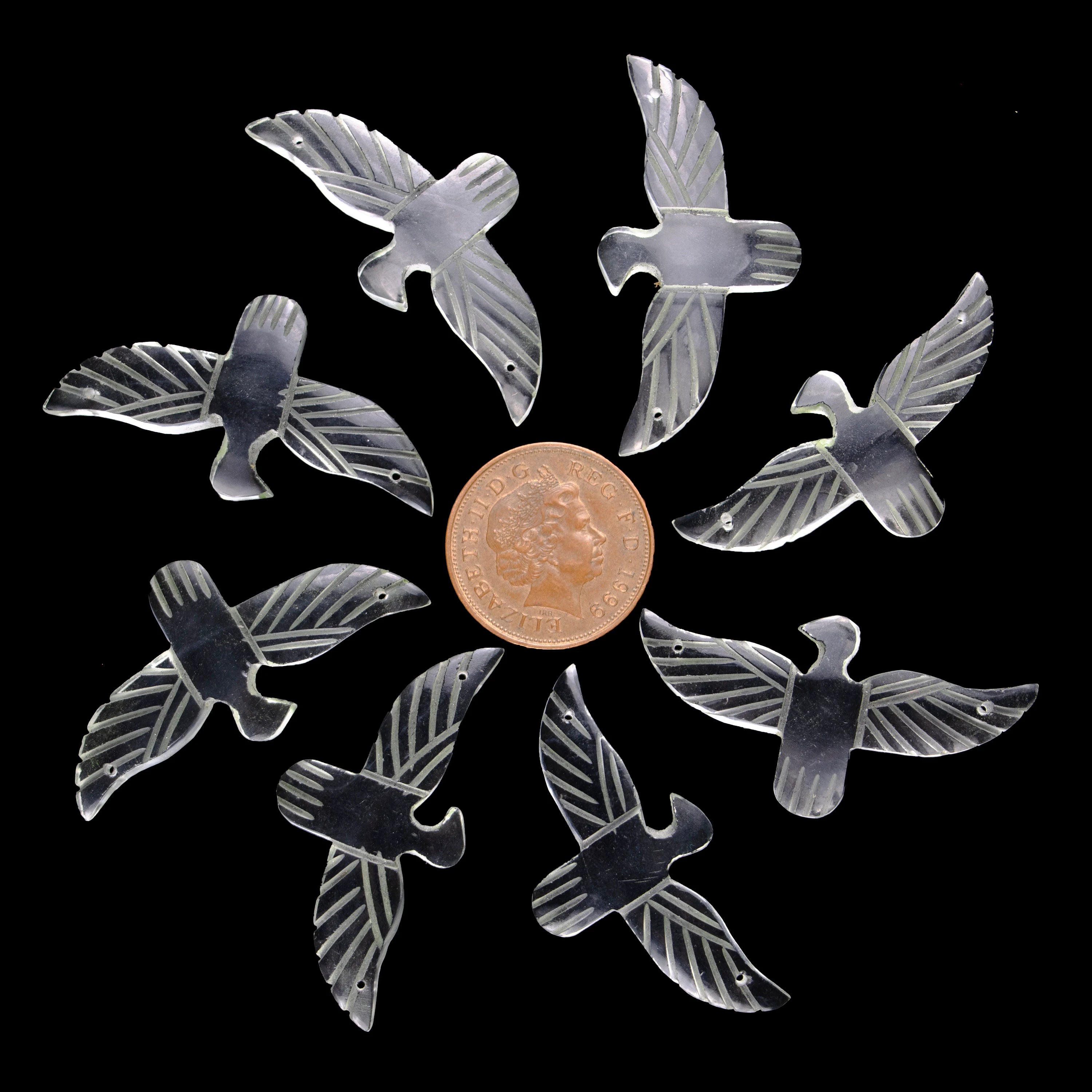 White Natural Crystal Eagle Pendant Gemstone Carving Handmade Pendant (SKU408)