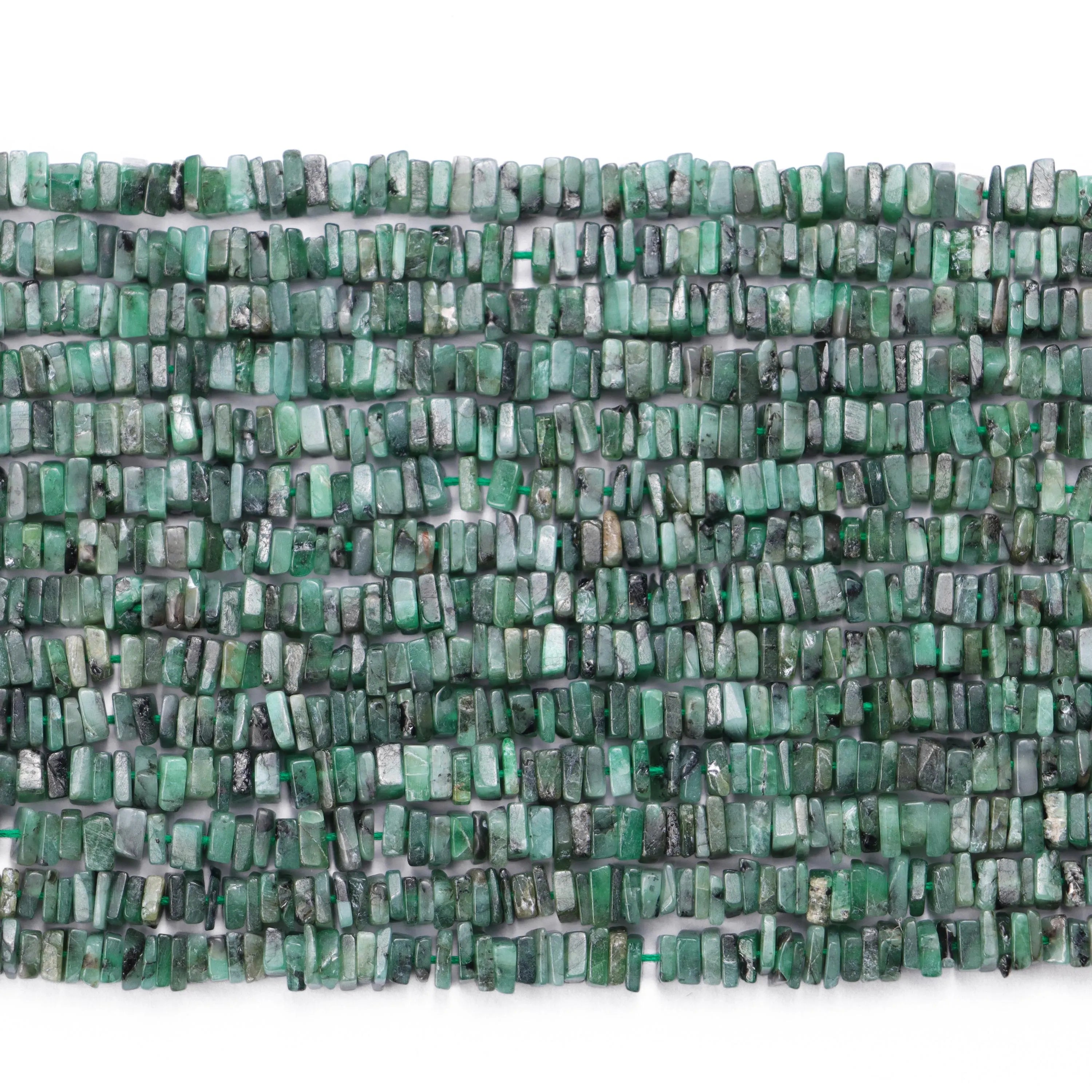 Natural Emerald Smooth Square Beads, 4 mm, Green Emerald Square, SKU521