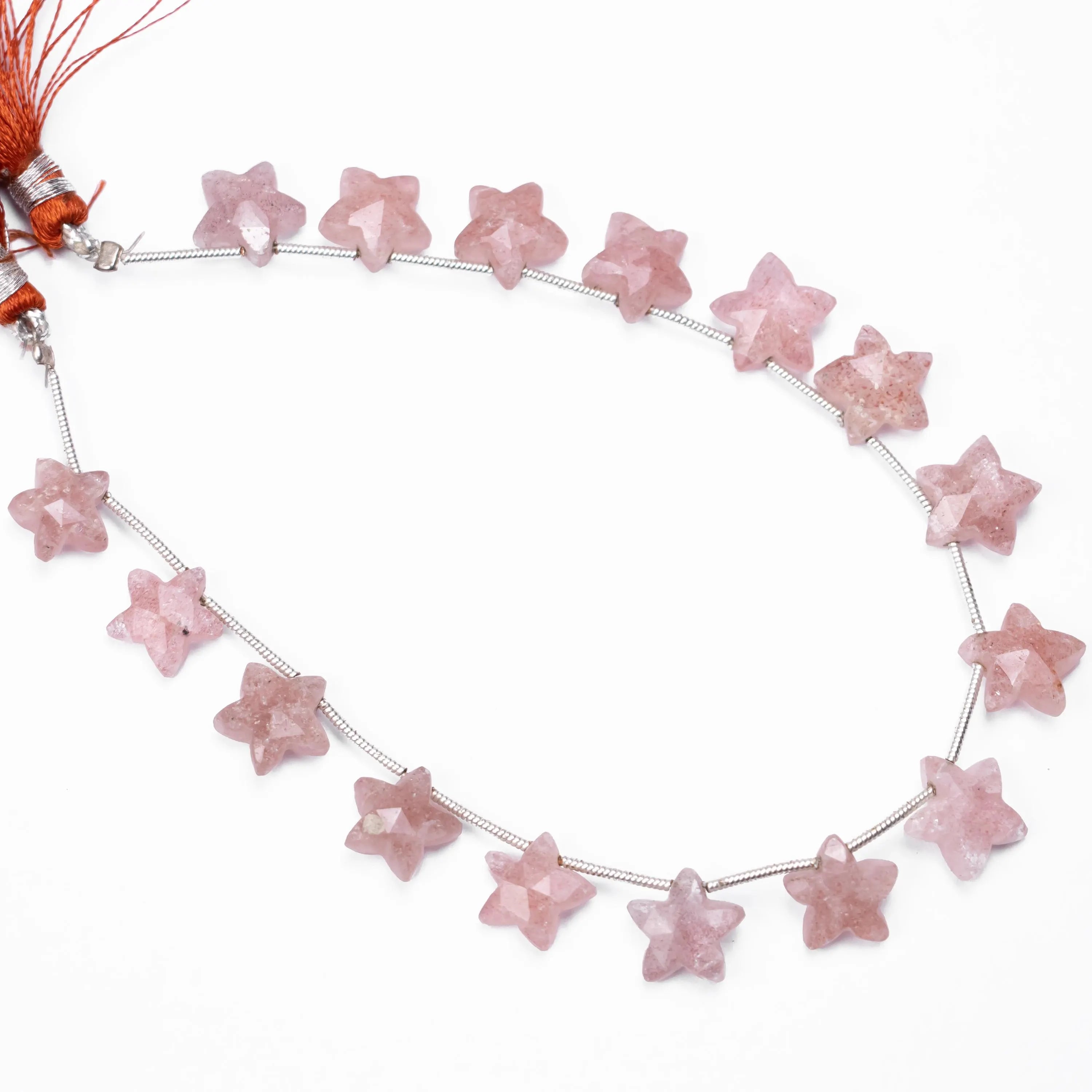 Natural Strawberry Quartz Faceted Stars Beads, 9x9 To 10x10 mm, Pink Star Beads, Wholesale Beads Supplier (SKU540)